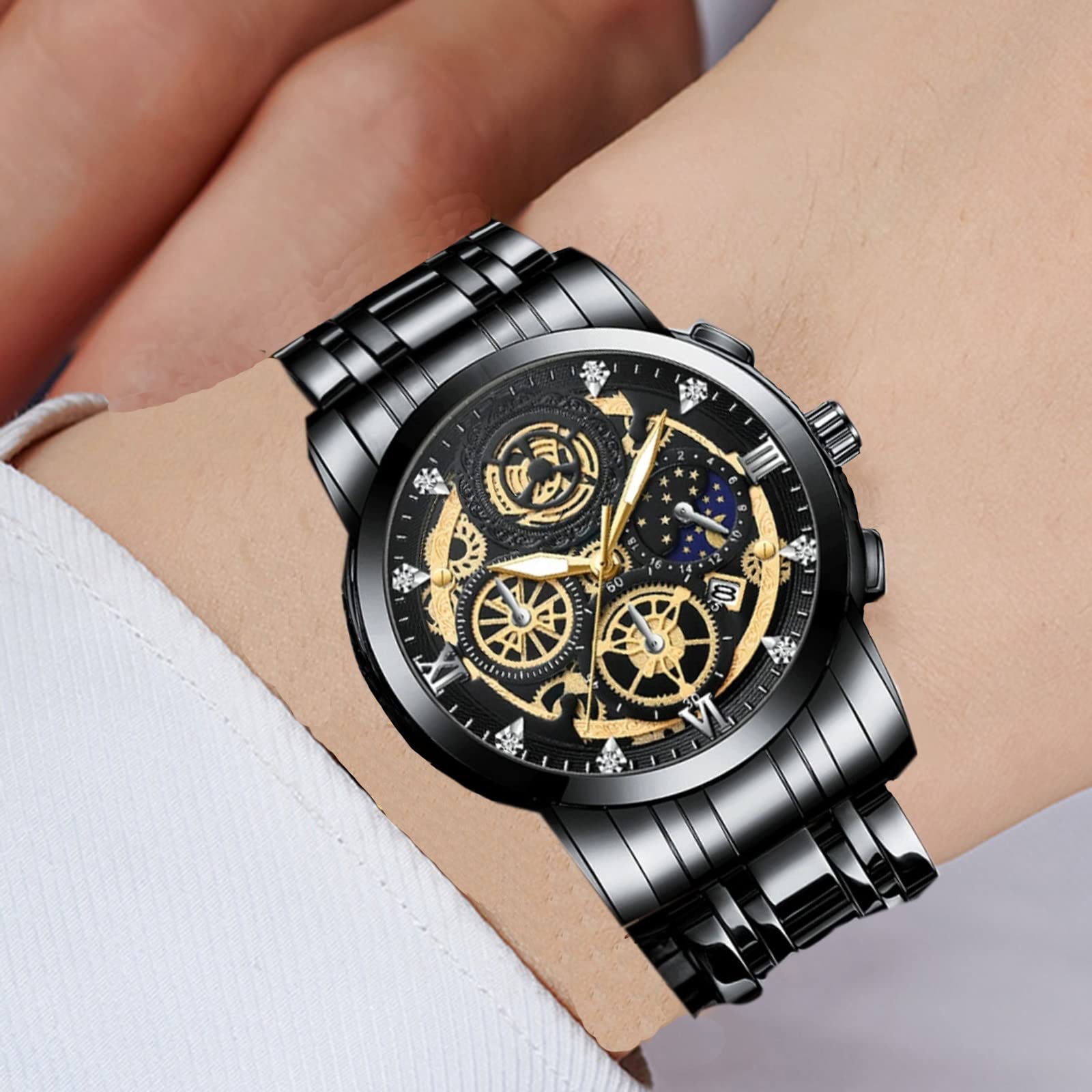 Men's Stainless Steel Waterproof Watch - Analog Quartz Wristwatch with Date Display for Casual & Business | Durable Fashion Watch for Men | Perfect for Office, Travel & Everyday Wear