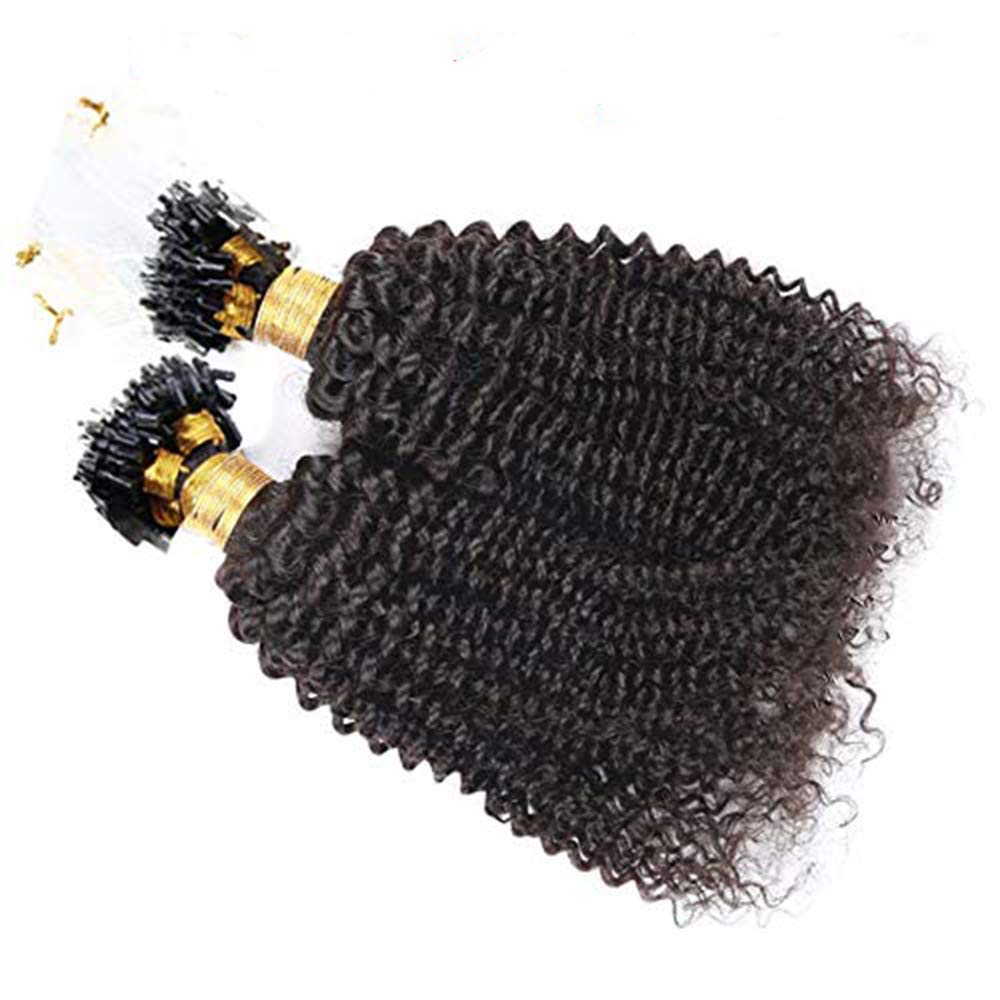 Brazilian Remy Virgin Human Hair Extensions - 100g Kinky Curly Micro Loop Hair Weft (16 Inch) | 1g/Strand Coarse Straight for Natural Look | Perfect for Daily Wear, Parties & Special Occasions
