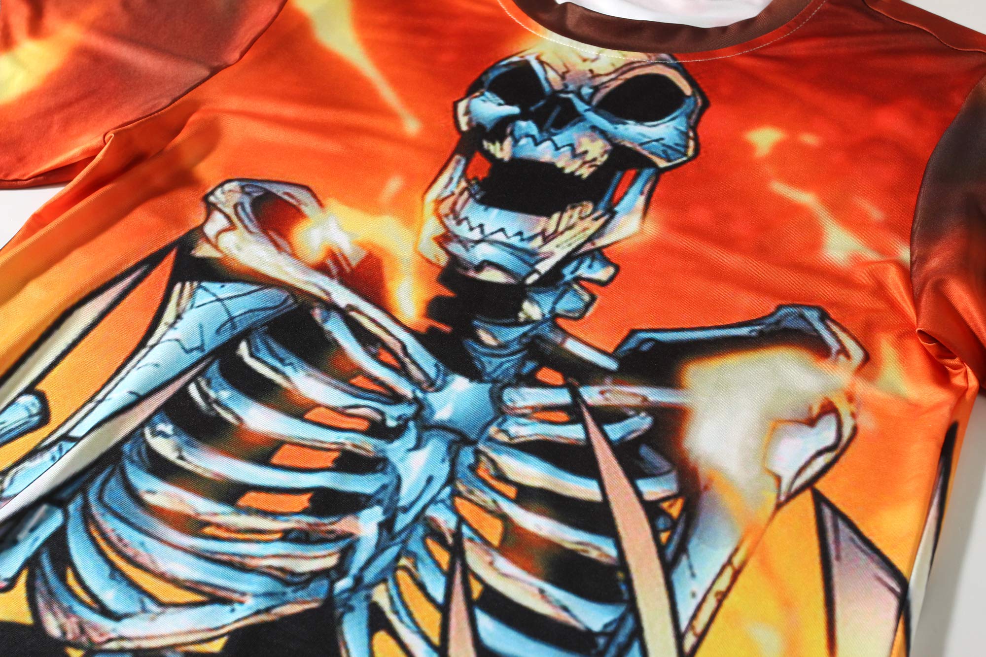 SSLR Men's Halloween T-Shirts - Short Sleeve Skeleton & Pumpkin Graphic Tees for Halloween Party, Cosplay & Casual Wear