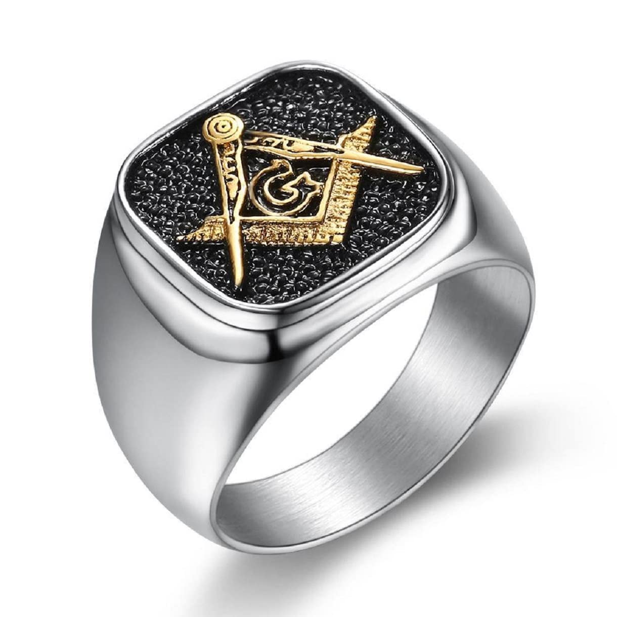 **Freemason Ring for Men - Compass & Square Masonic Jewelry with All-Seeing Eye - Biker, Hip Hop Signet Ring - Perfect for Brotherhood Gifts & Symbolic Fashion**