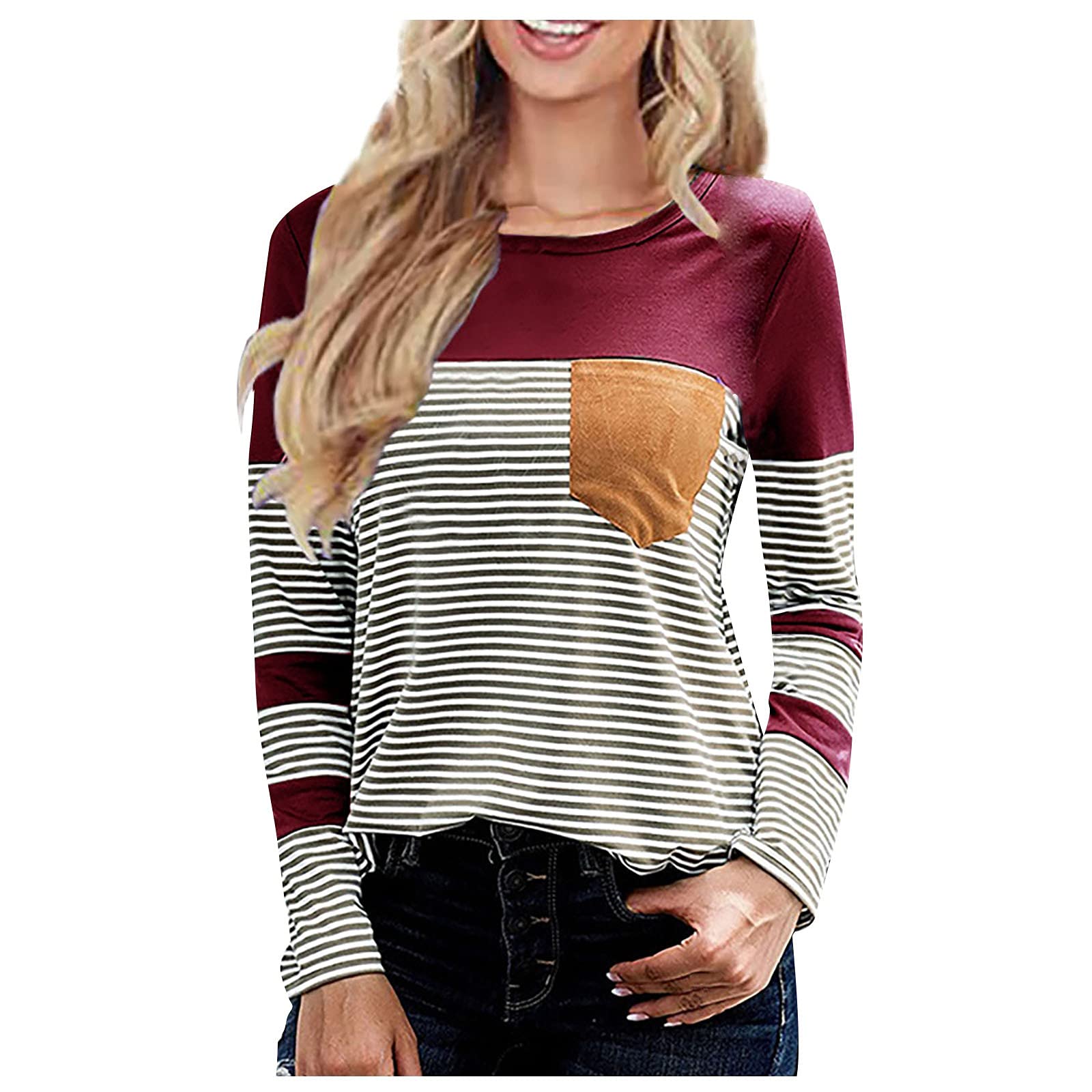 Women's Casual Striped Long Sleeve Sweater - Loose Fit Round Neck Pullover for Spring & Fall | Cozy Office Wear & Weekend Outfits
