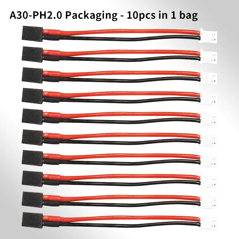 GNB A30 Female to PH2.0 Male 60mm Charger Adapter Cable - 10 Pack for RC Drones, Toys, and Electronics Charging Accessories