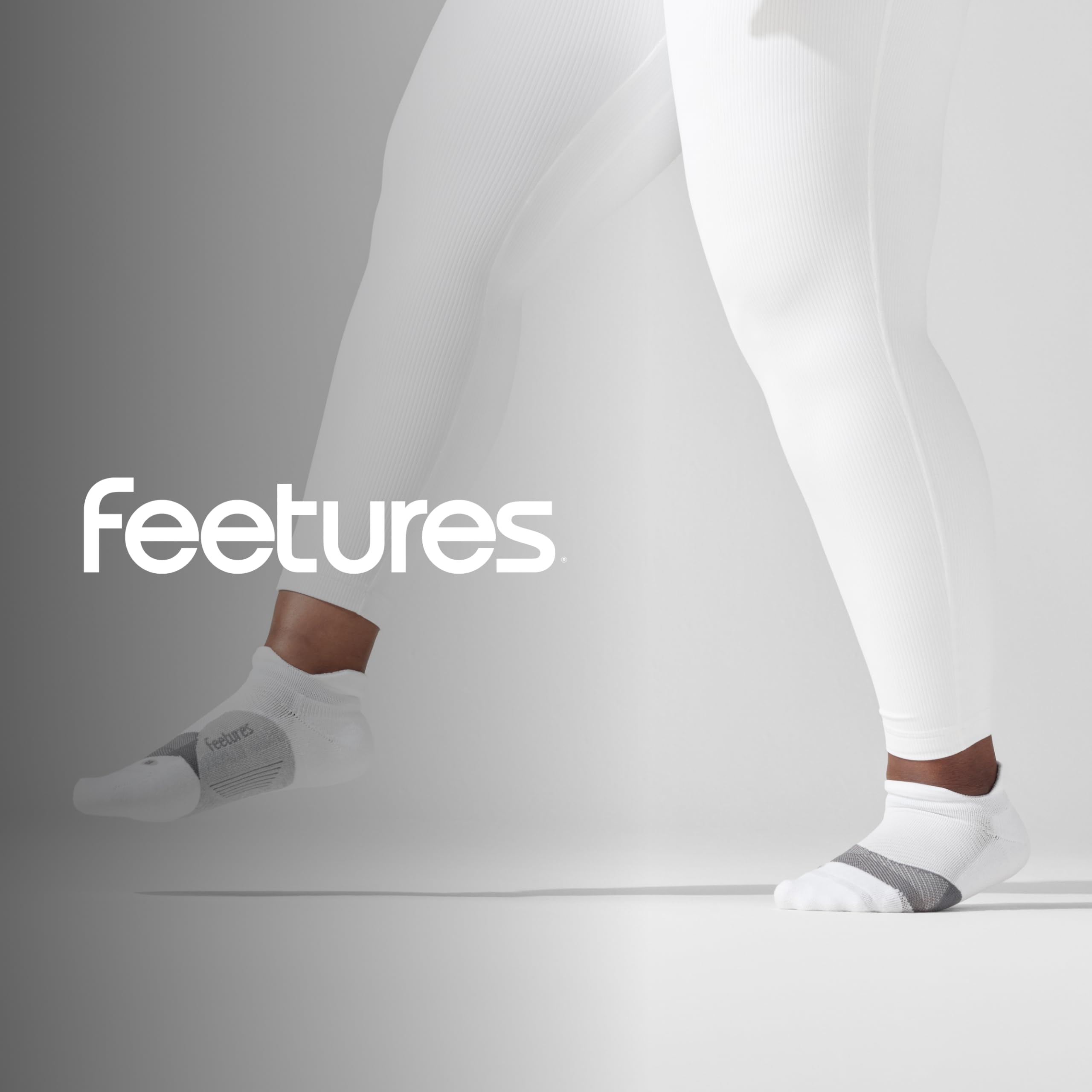 Feetures Elite Light Cushion No Show Tab Ankle Socks - Breathable Athletic Socks with Targeted Compression for Running, Gym & Sports - White (6 Pairs) - Perfect for Workouts, Hiking & Everyday Comfort