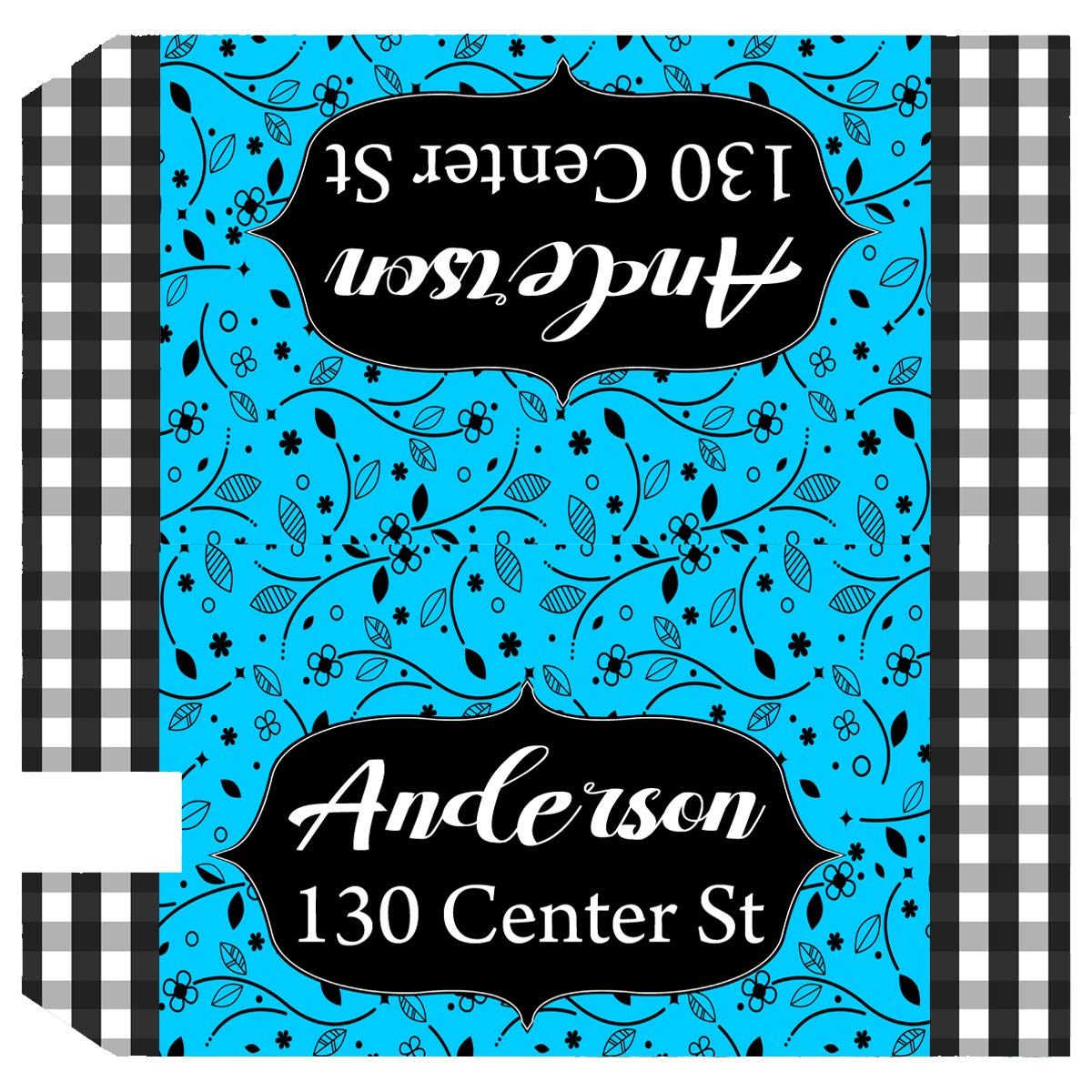 VWAQ Custom Magnetic Mailbox Cover - Personalized Name & Address Plaid Design - Weatherproof PMBM7 Mailbox Decoration (Sky Blue) for Home, Farmhouse & Apartment Mailboxes