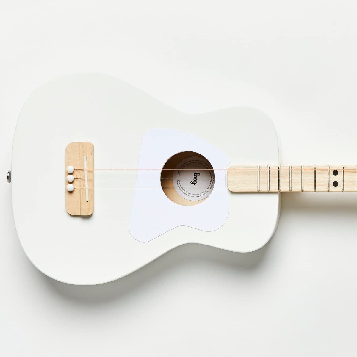Loog Pro Acoustic Kids Guitar - 3-String Beginner Guitar for Ages 6+ with Free Learning App & Video Lessons - White - Perfect for Home Practice, School Music Classes & Birthday Gifts