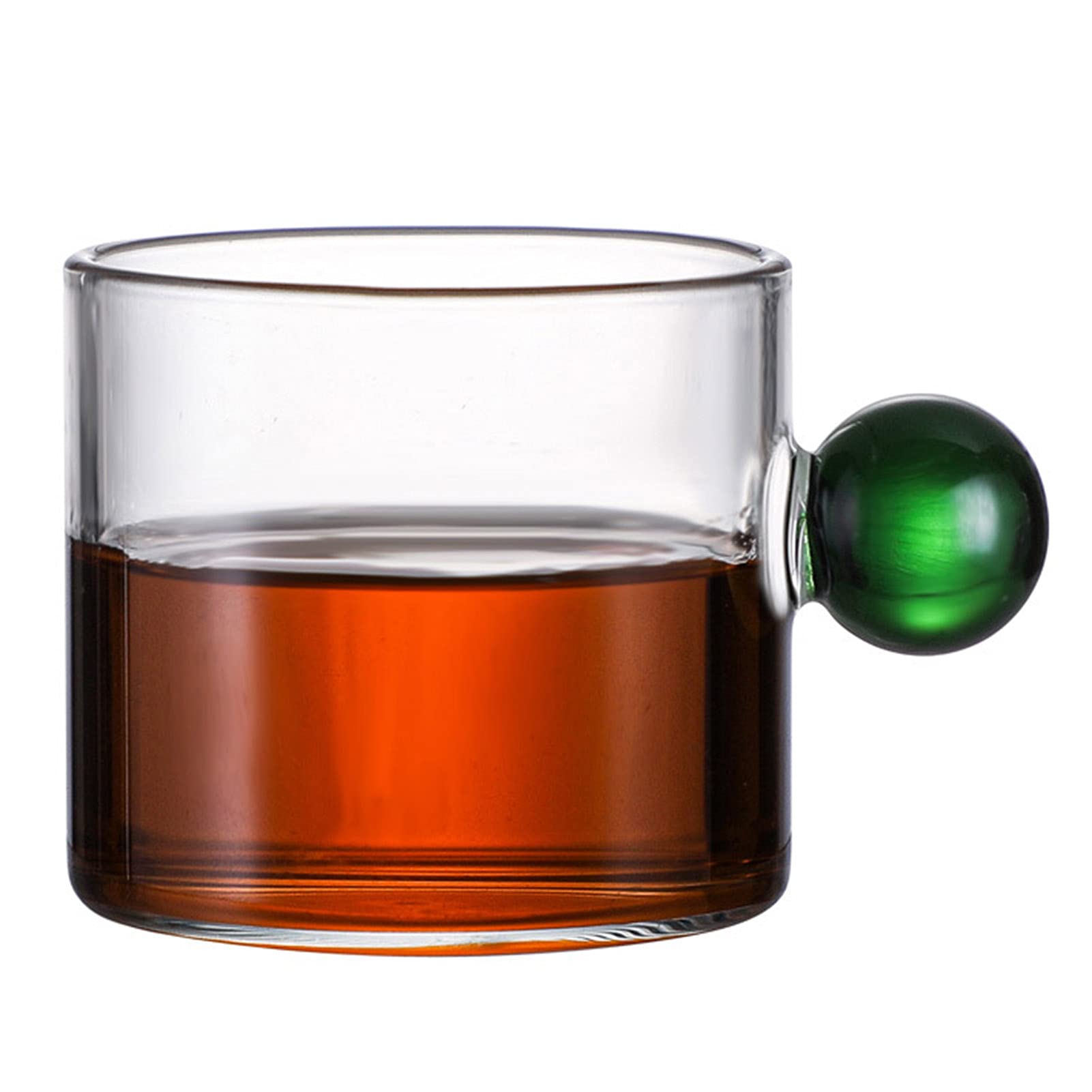 Unizhouxi 120ml Nordic Style Glass Tea Cup with Ball Handle - Small Capacity Unique Design for Coffee, Tea & Espresso - Perfect for Home, Office & Cafe Use