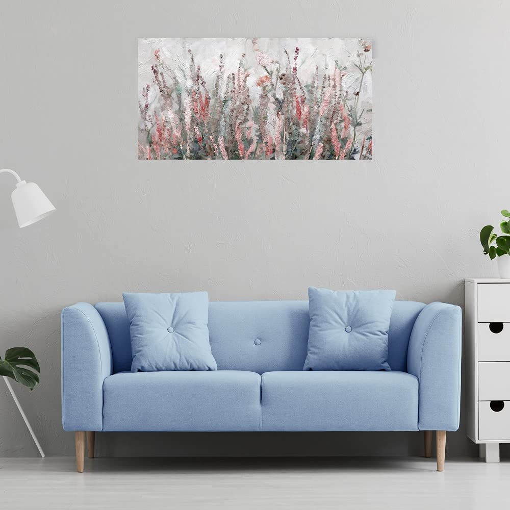 Summer Breeze Floral Canvas Wall Art - 40x21 Inch Hand-Painted Flower Painting for Bathroom & Living Room Decor | Modern Home Artwork for Bedroom, Office & Gift Ideas