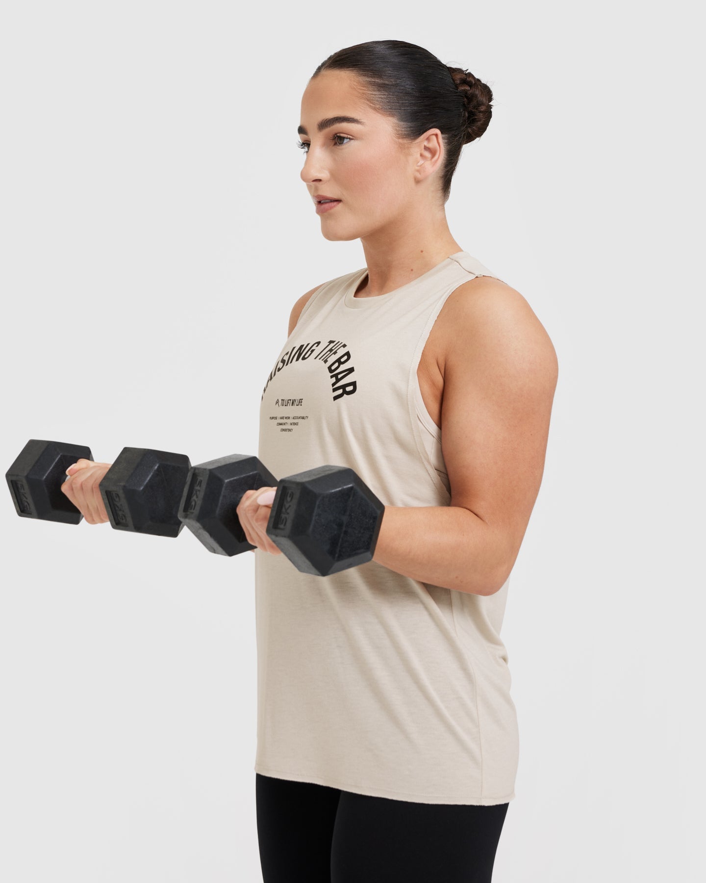 Raising The Bar Graphic Unisex Muscle Vest - Sand Color | Gym Workout & Summer Streetwear Fashion