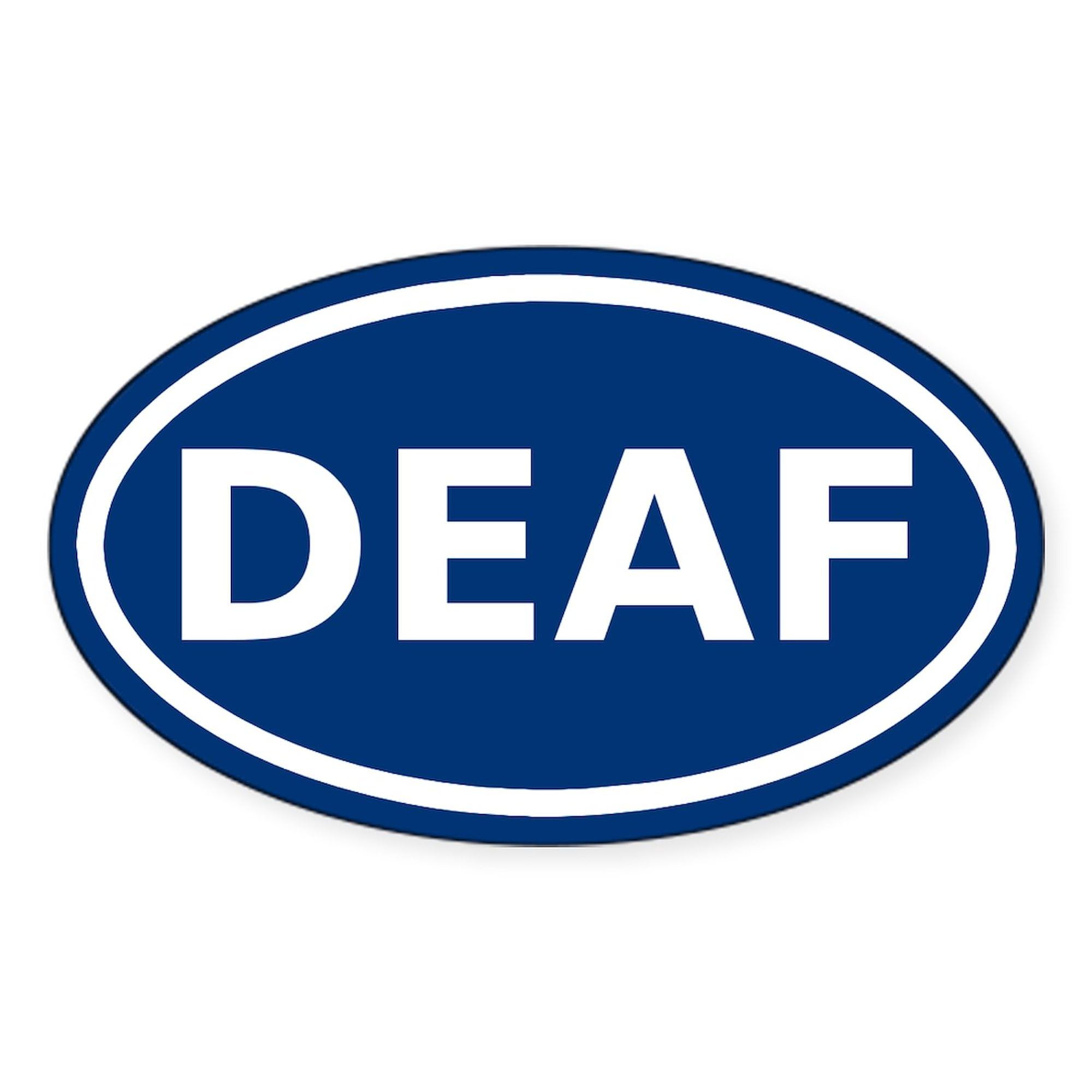DEAF Oval Car Bumper Sticker - Durable Vinyl Decal for Vehicles & Laptops