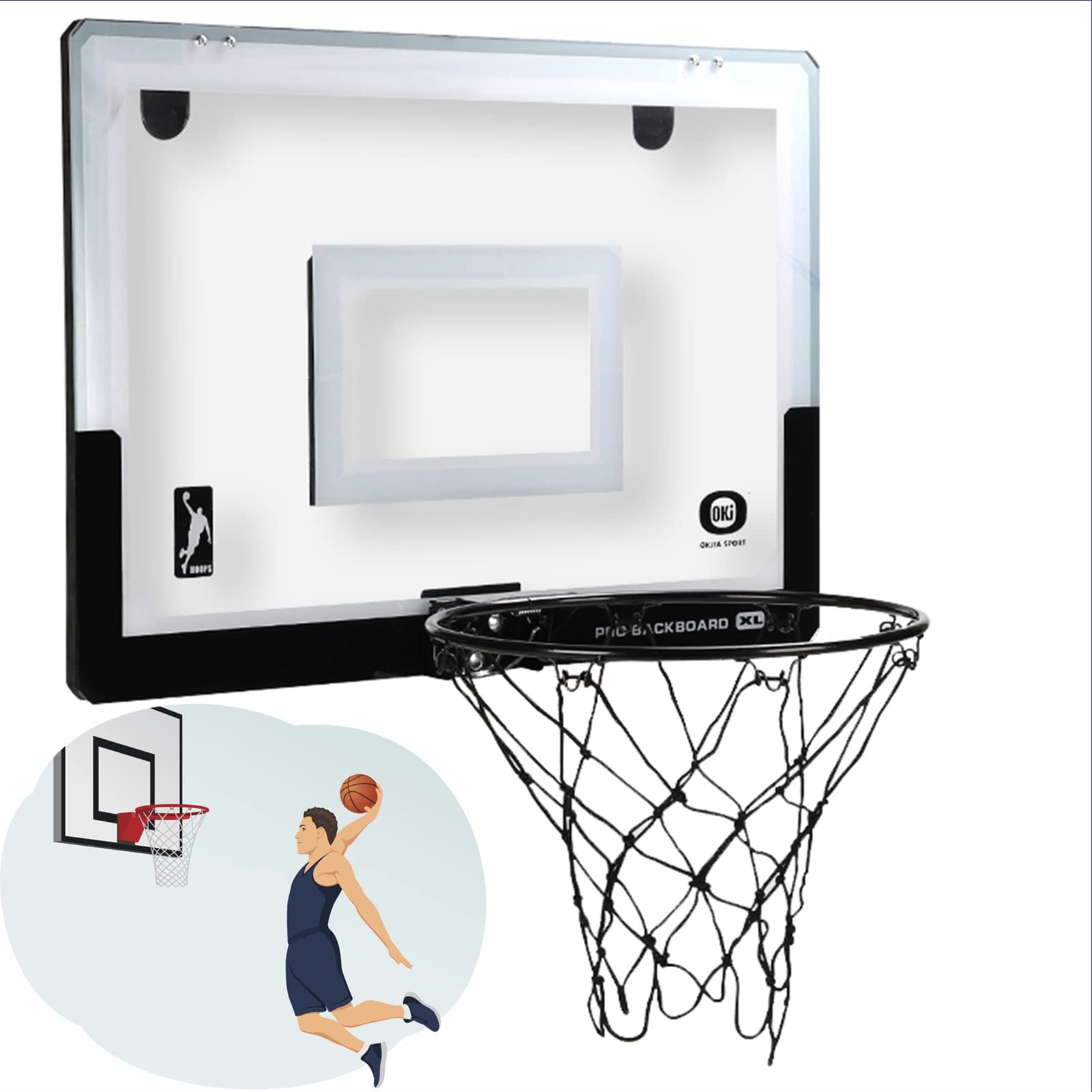 CCSH Pro Wall-Mounted Basketball Hoop - Foldable Small Basketball Goal with Metal Rim & Shatterproof Backboard | Durable Indoor/Outdoor Basketball System for Kids & Adults | Perfect for Driveway, Backyard & Gym Practice
