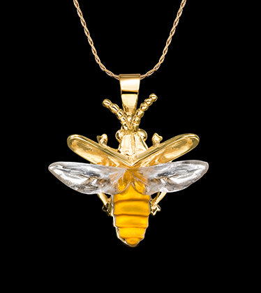 14K Yellow Gold Diamond Firefly Pendant Necklace - Elegant Jewelry Gift for Women, Perfect for Birthday, Anniversary & Special Occasions