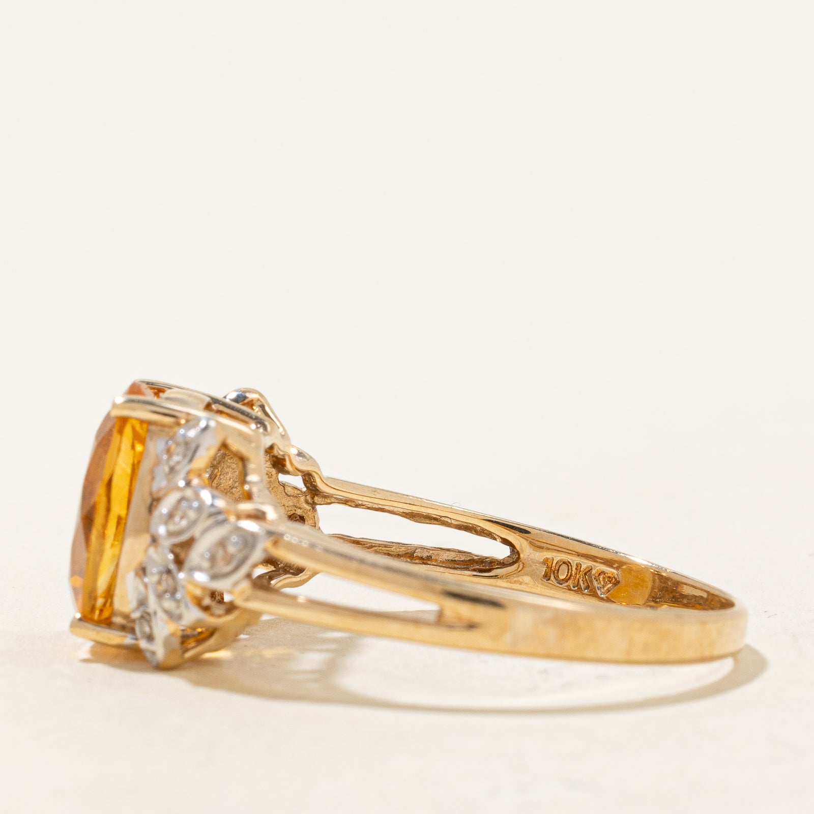 Exquisite 2.14ct Mandarin Citrine & 0.07ct Diamond Ring - Size 8.75 | Elegant Birthstone Jewelry for Women | Perfect for Anniversary Gifts, Birthday Presents & Special Occasions