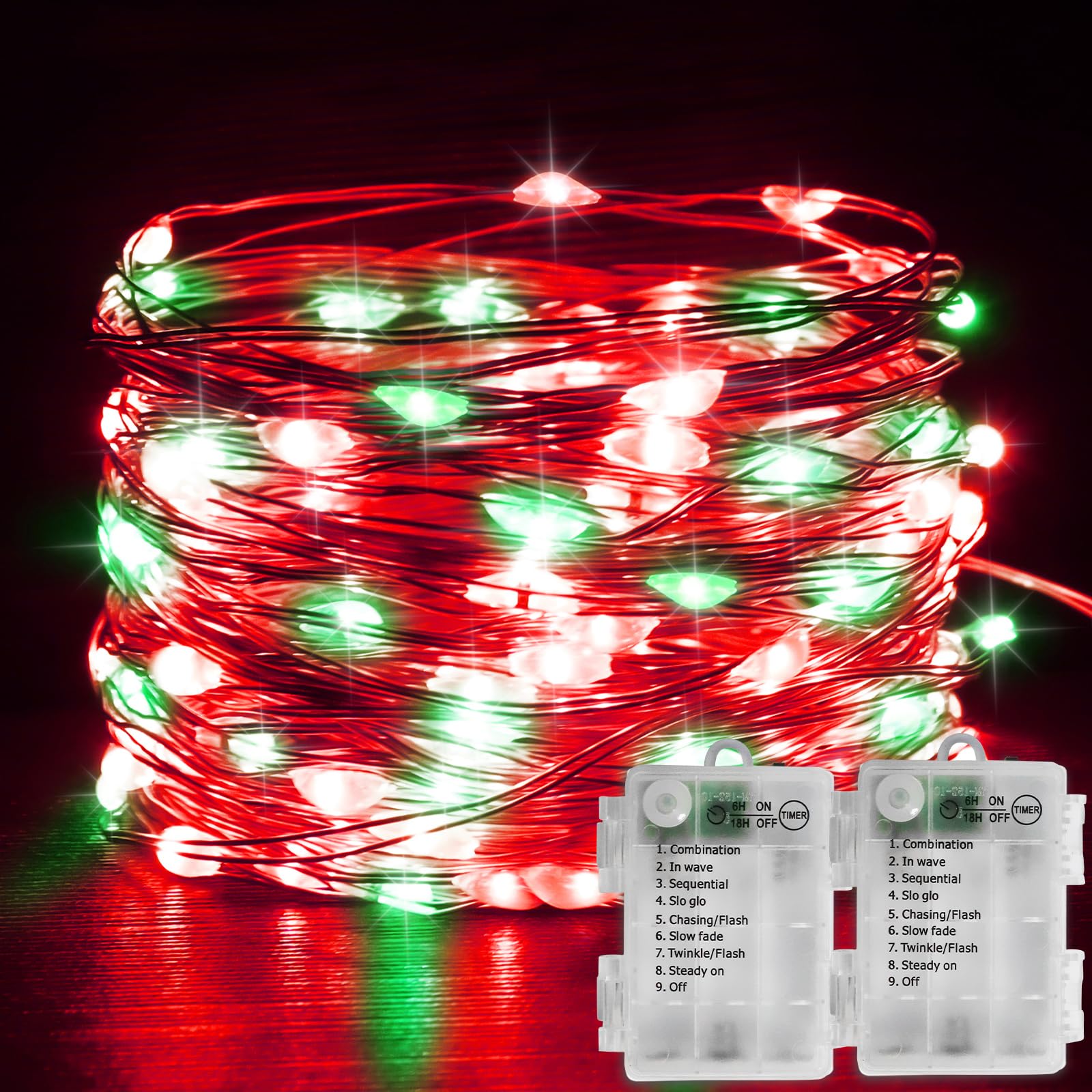 Battery Christmas Lights - 200LED Fairy Lights with Timer for Bedroom & Parties