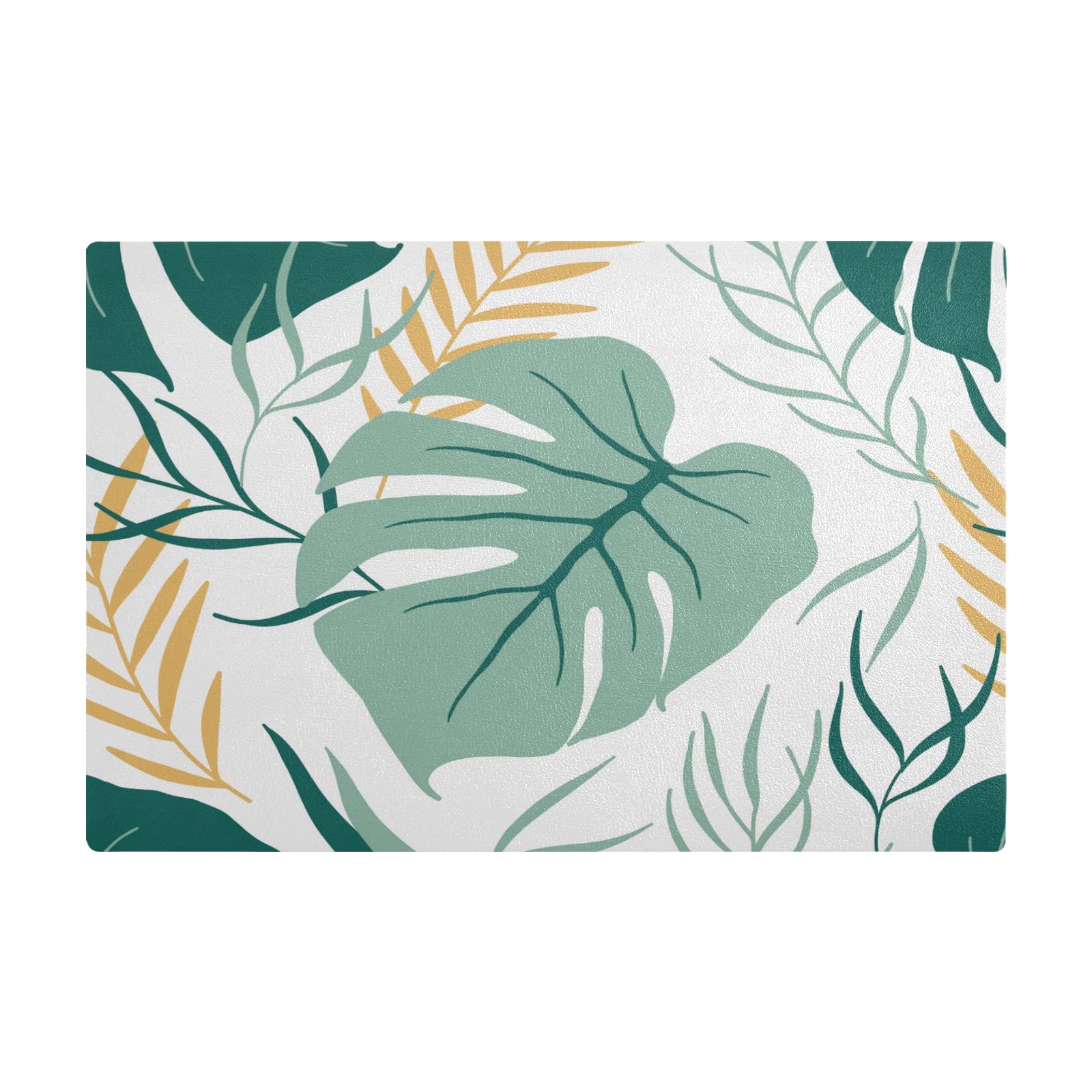 Premium Palm Leaves Leather Coffee Mat - Absorbent, Washable 18x12 Inch Countertop Protector for Coffee Makers & Dishes | Durable Kitchen Decor for Home, Office & Cafe Use