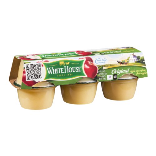 Organic White House Original Applesauce - 6 Pack (6x4oz) | Unsweetened, No Sugar Added | Healthy Snack for Kids, Lunch Boxes & Baking