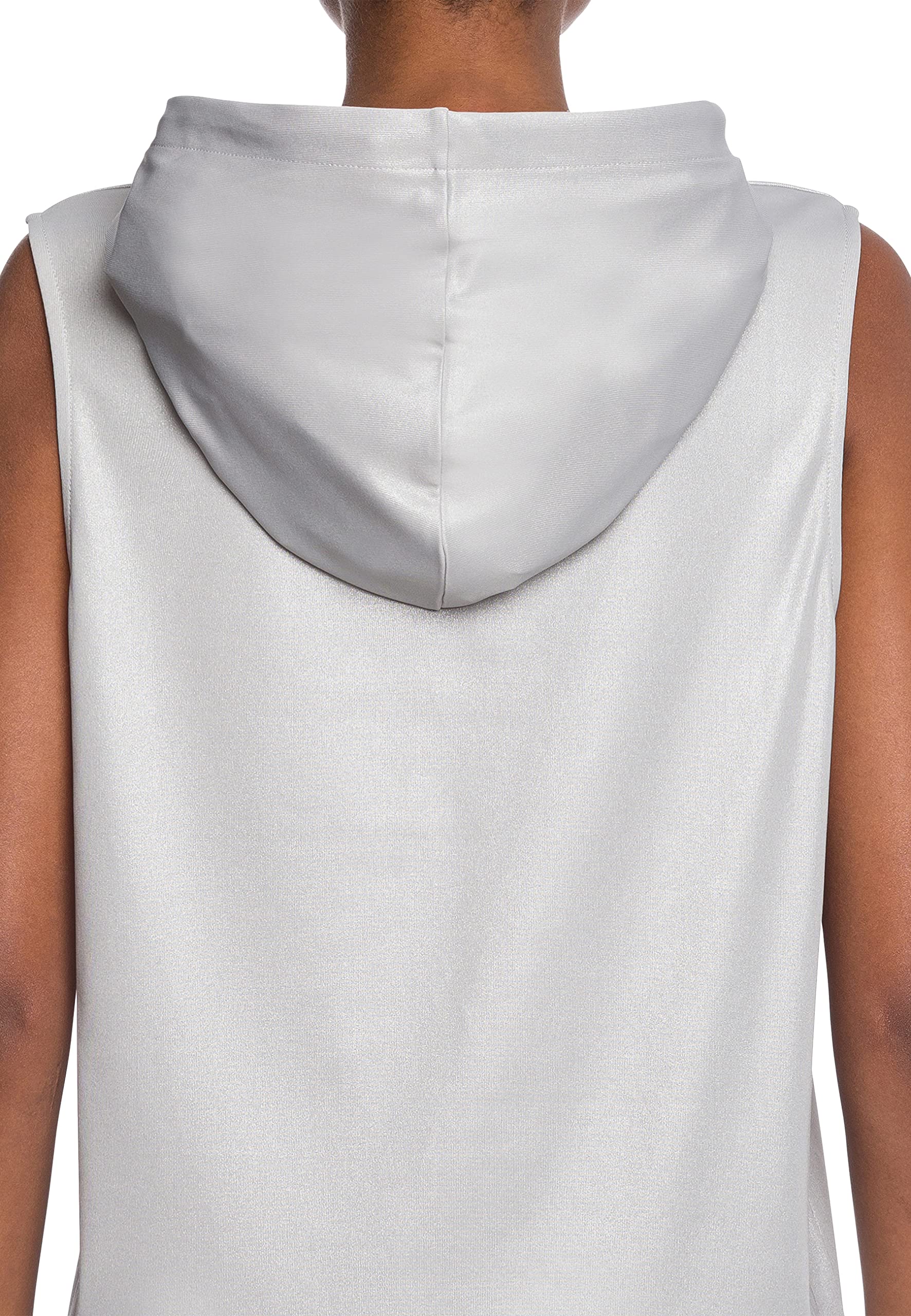 Wolford Women's Wet Look Sleeveless Hoodie - Workout Yoga Gym Fitness Top for Women | Perfect for Yoga, Gym & Streetwear Fashion
