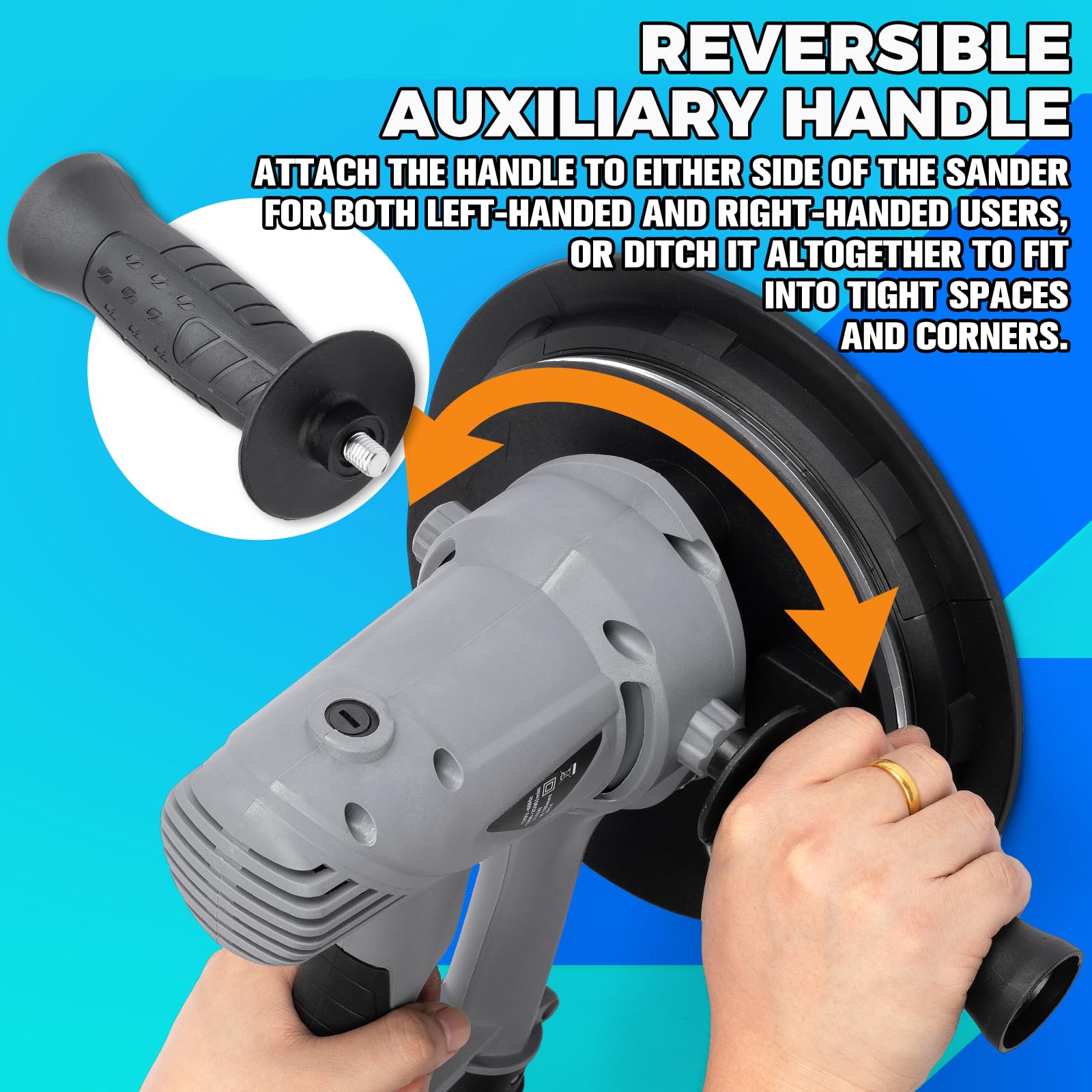 XDOVET 7 Inch Electric Drywall Sander - 710W Powerful Handheld Sander with Vacuum Dust Collector, 6 Variable Speed (1200-2500 RPM), Includes 20 Sanding Discs - Perfect for Drywall Repair, Home Renovation & Professional Construction Projects