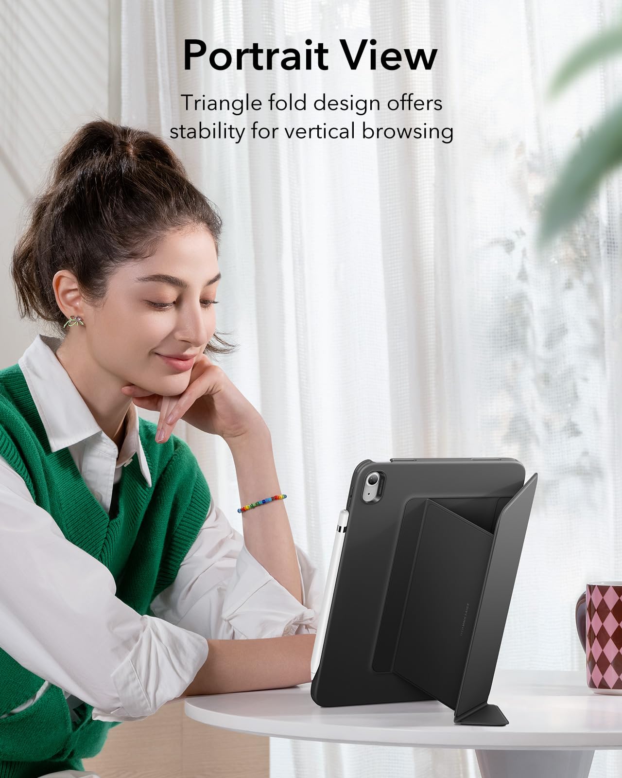 ESR iPad Case for 11th & 10th Generation (A16, 2025/2022 Model) - Multi-Angle Stand Vertical Cover with Ultra-Stable Protection | Flip Series in Black | Perfect for Work, Study & Entertainment