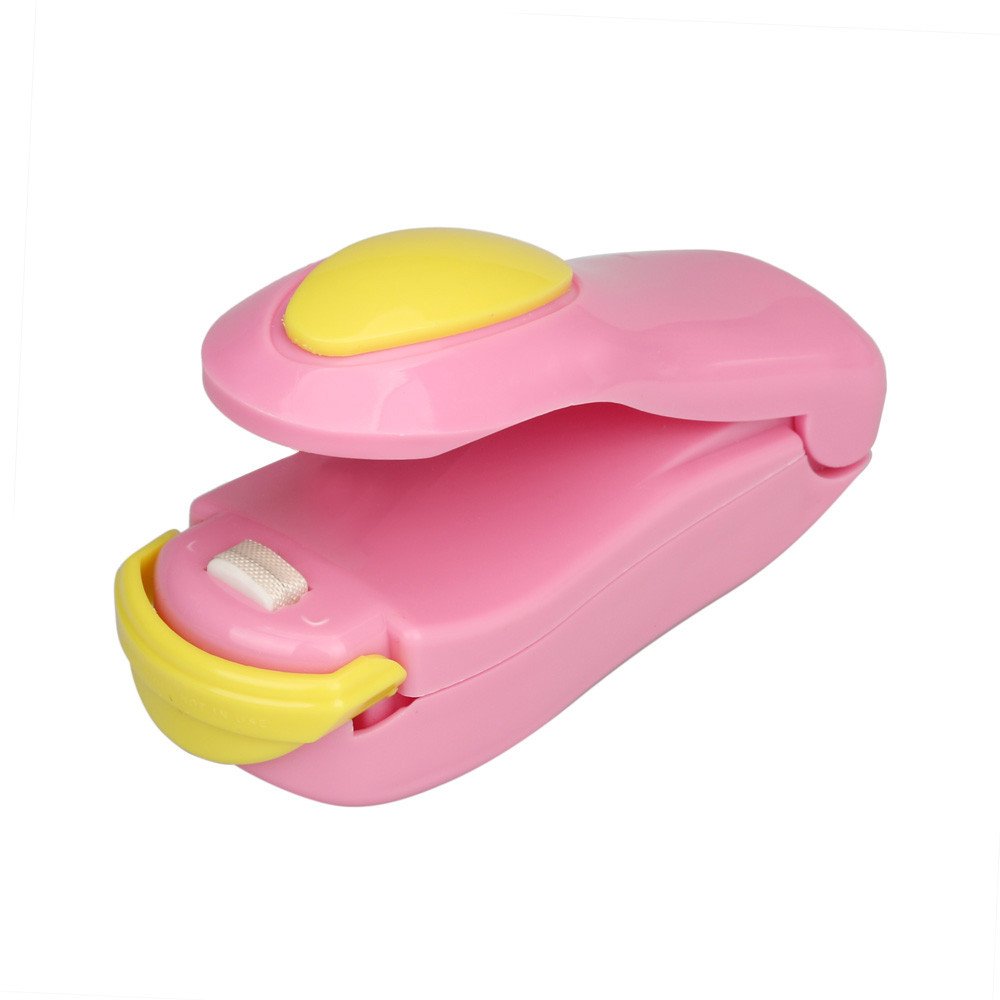 Portable Mini Heat Sealing Machine - Handheld Vacuum Food Sealer for Airtight Storage | Household Bag Sealer with Hand Pressure Technology | Perfect for Meal Prep, Sous Vide & Food Preservation (Pink)