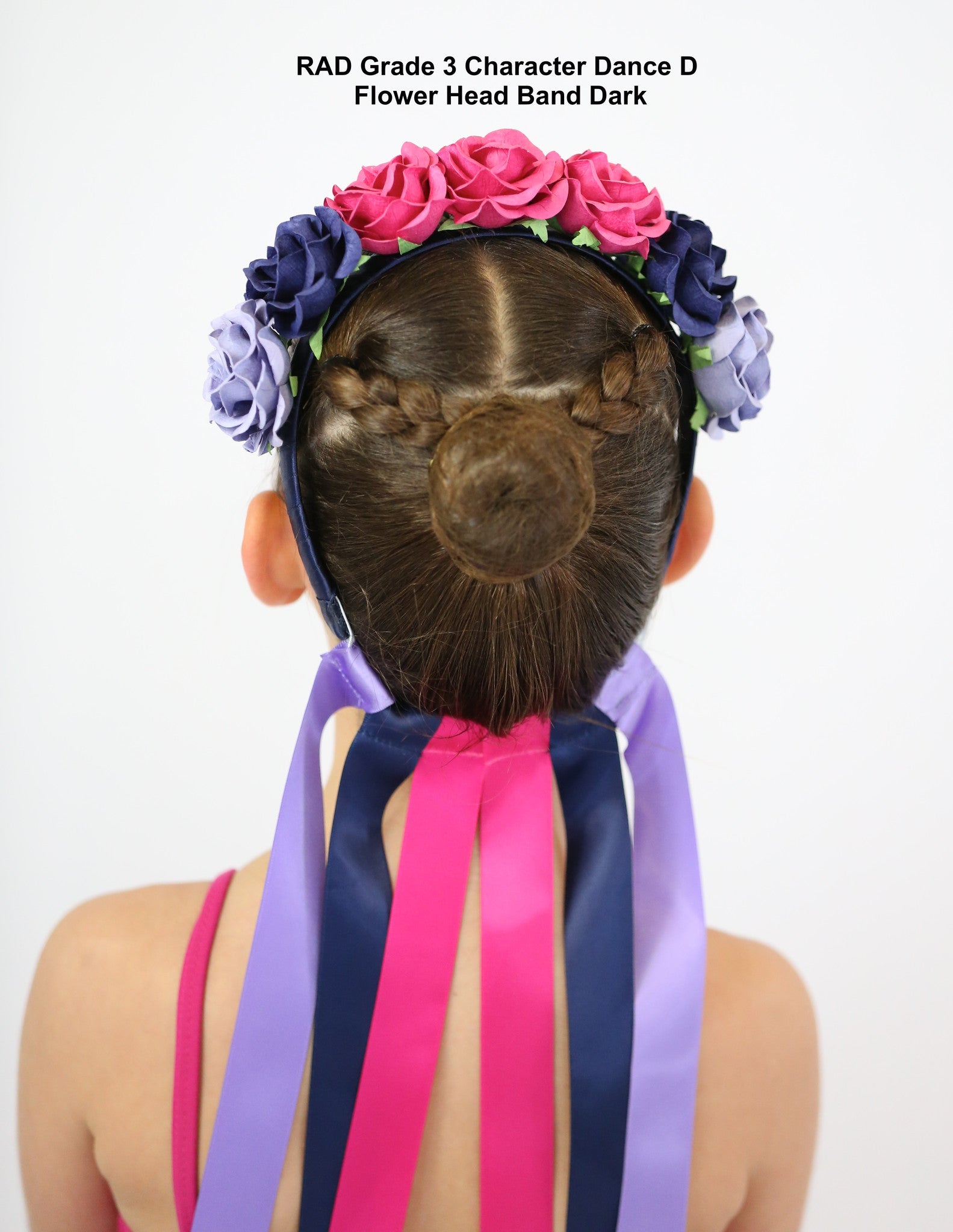 Grade 3 Flower Headband Dark - Elegant Floral Hair Accessory for Girls, Women, Weddings & Special Occasions