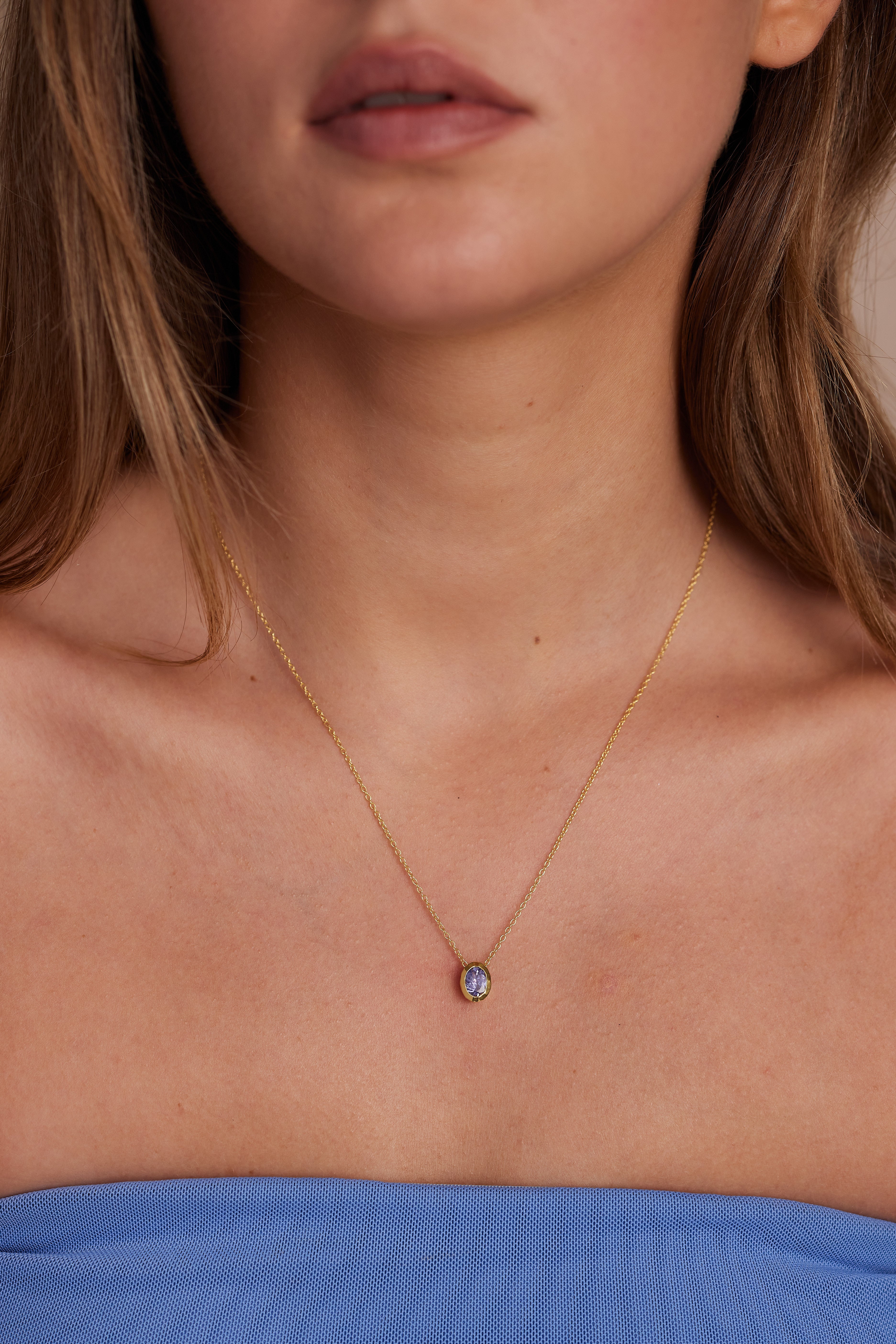 December Tanzanite Gold Oval Birthstone Necklace for Women - Elegant Tanzanite Jewelry Gift for Christmas, Birthday & Anniversary