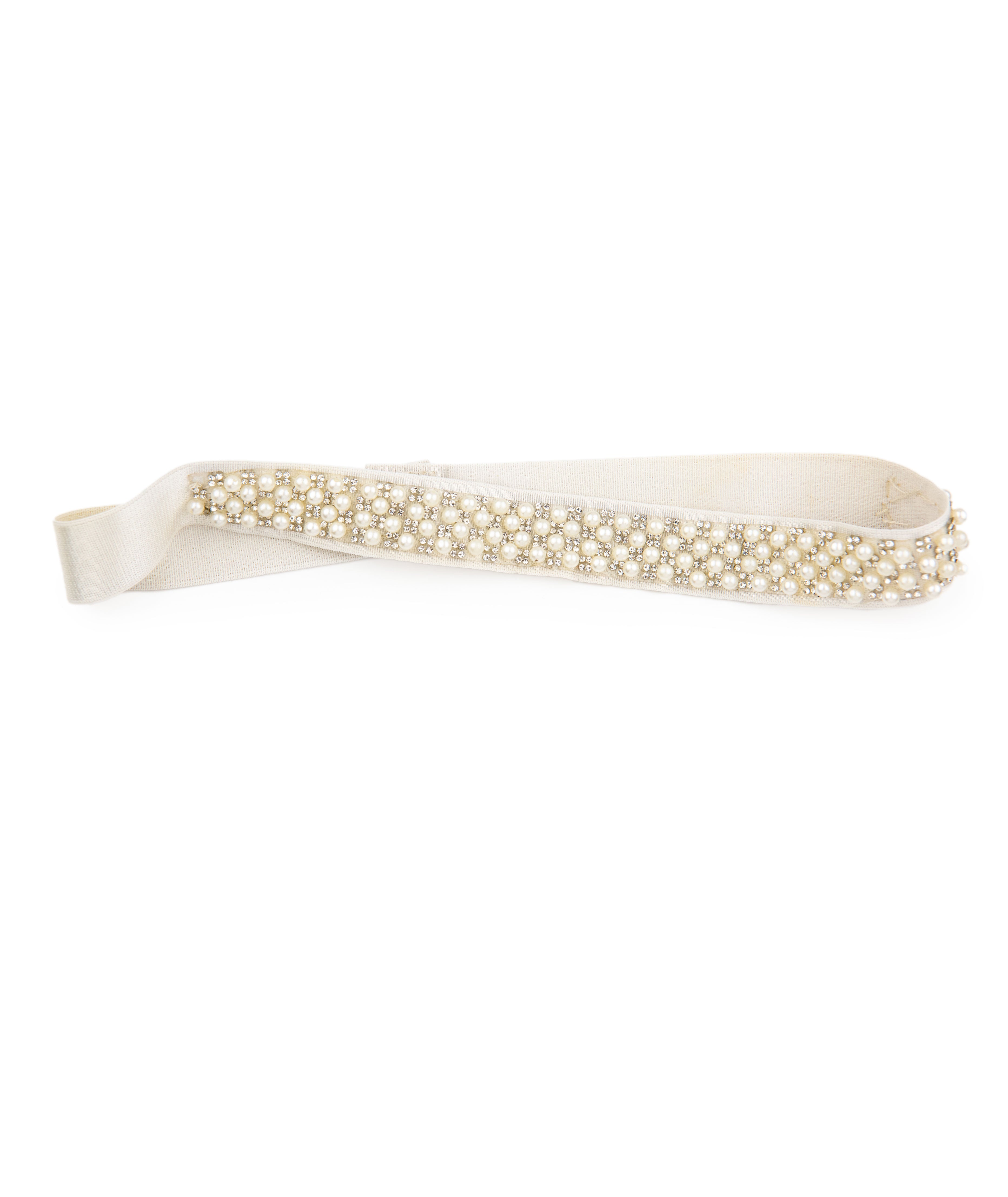By Debra Girls Ivory Pearl Satin Belt - Elegant Waist Accessory for Weddings, Prom & Formal Events