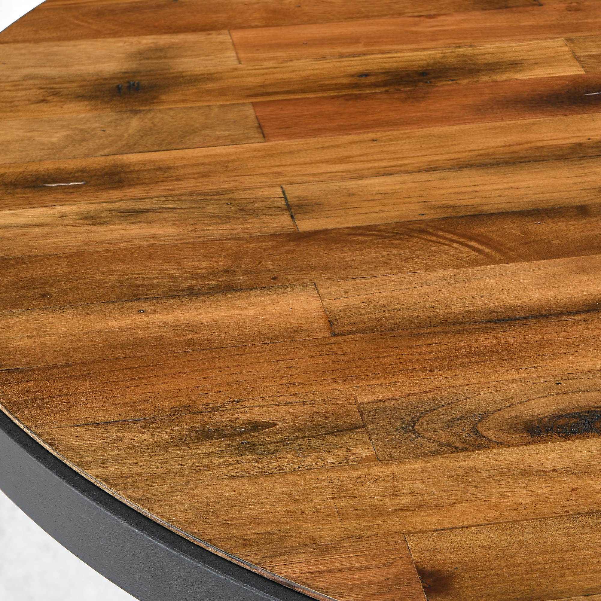 Solid Wood Round Dining Table 48 Inch - Mid Century Modern Kitchen Table with Cross Metal Legs - Rustic Brown Coffee Table for 4-6 Chairs - Easy Assembly for Living Room, Dining Room & Kitchen - Perfect for Family Gatherings & Dinner Parties (YCZ2012-48RC)