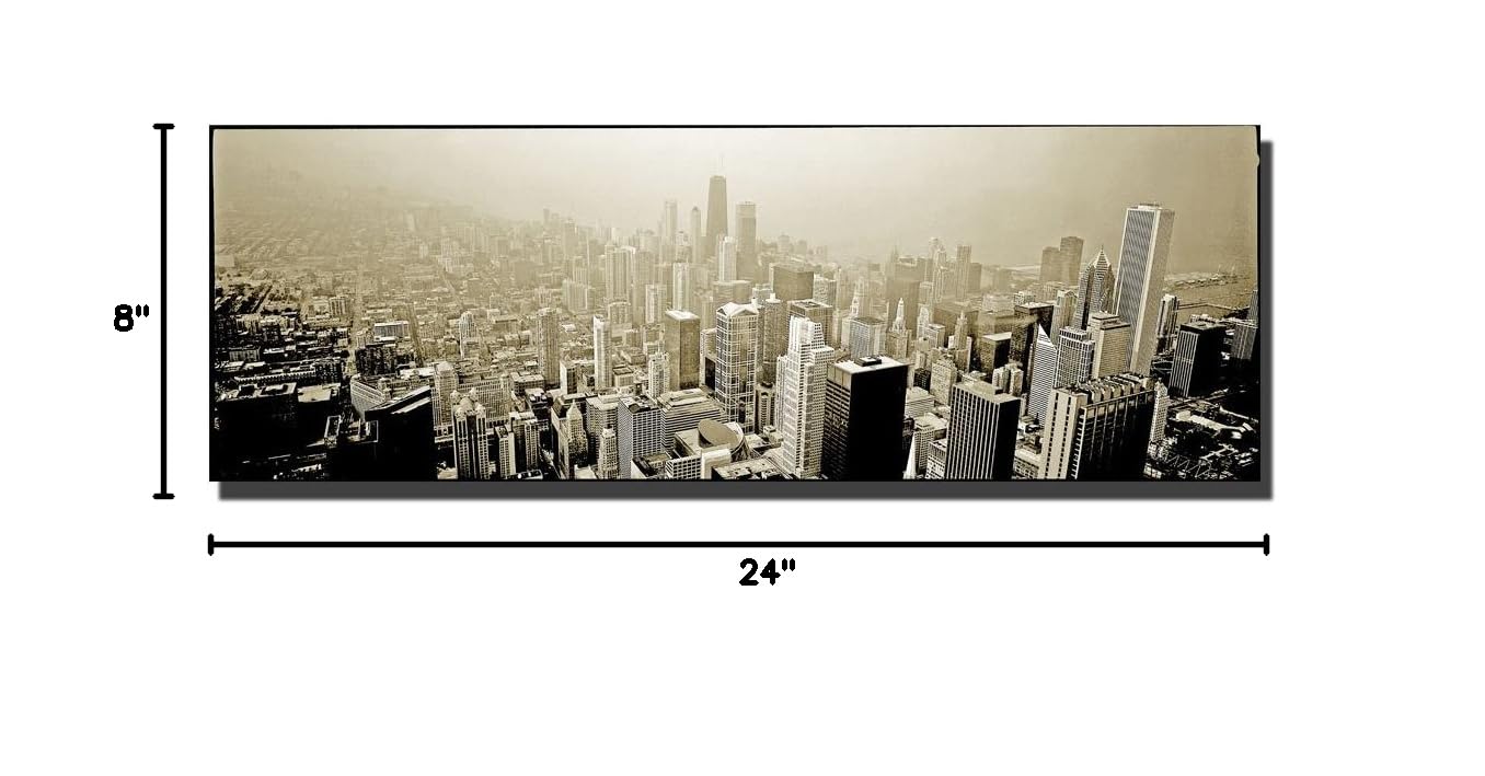 Preston Chicago Skyline Canvas Art Print - 8x24 Inch Modern Wall Decor for Living Room, Bedroom & Office | Trademark Art