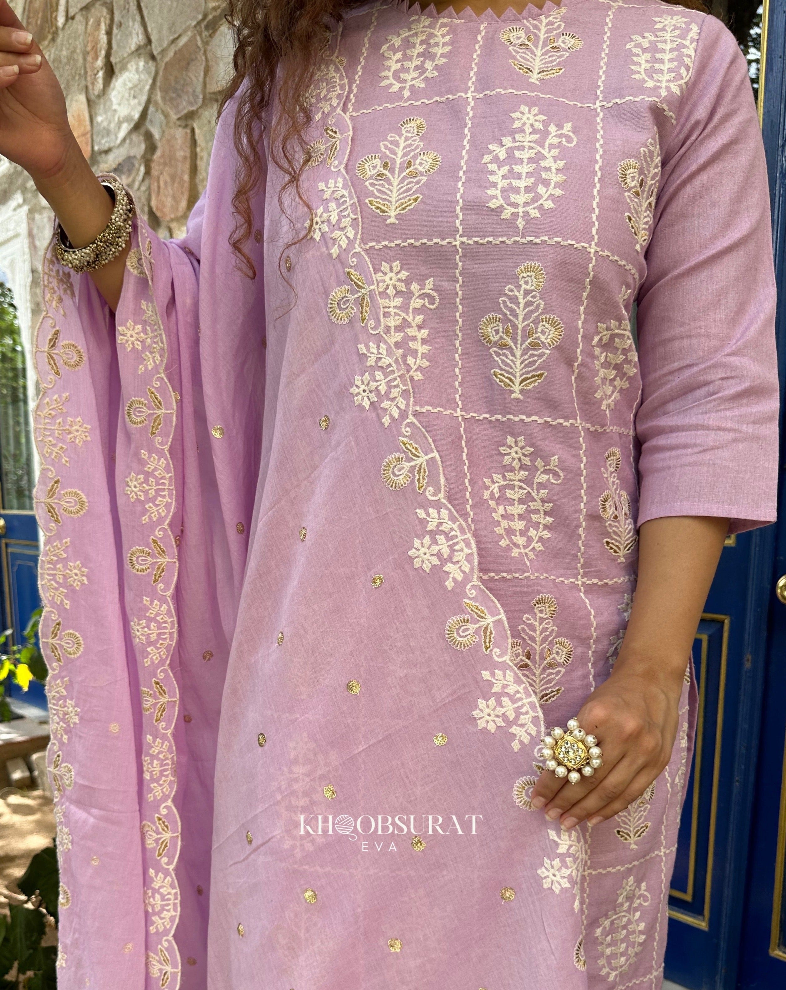 Elegant Purple Floral Embroidered Kurta Suit Set for Women | Traditional Indian Ethnic Wear | Perfect for Festivals, Weddings & Special Occasions