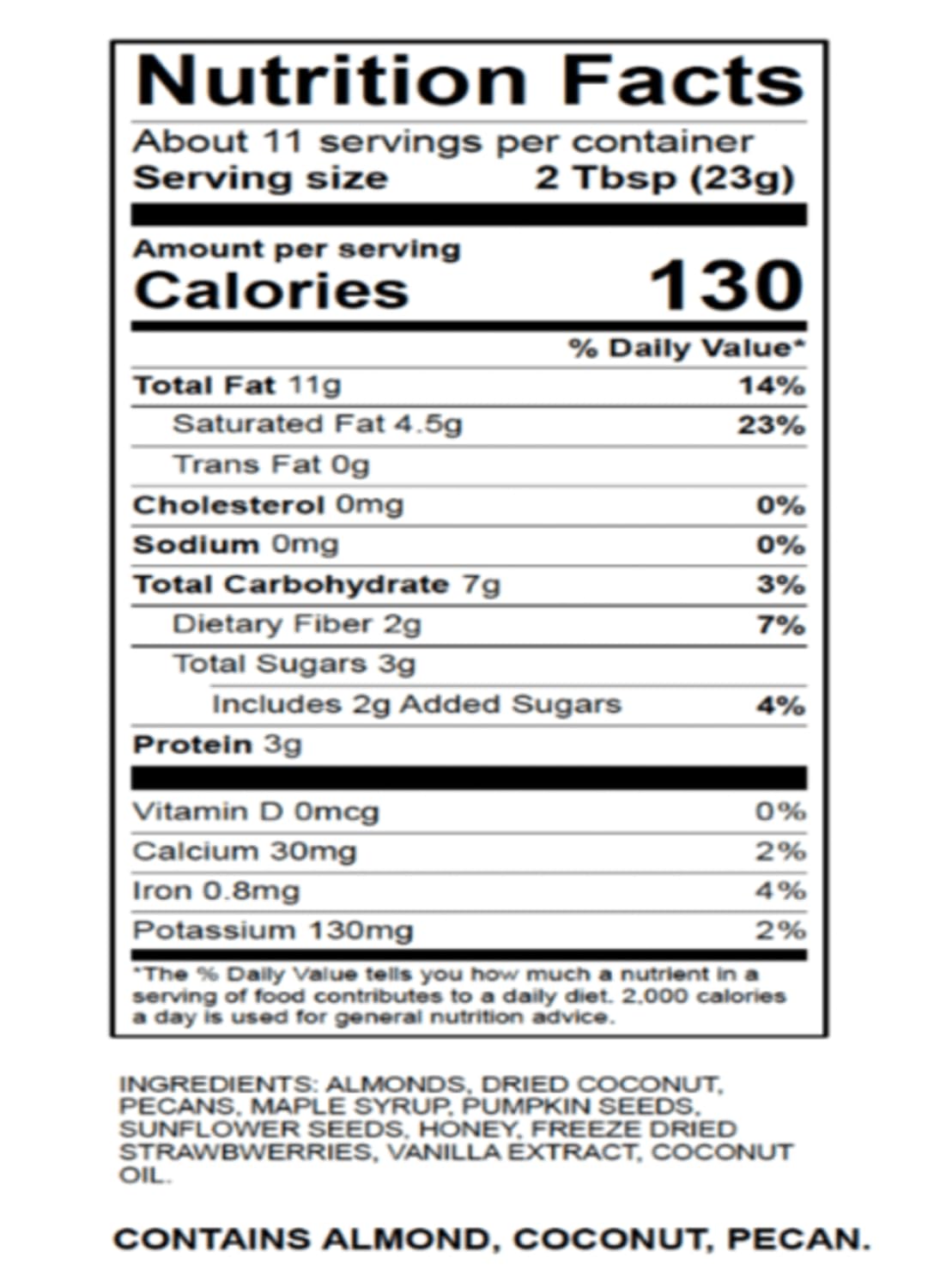 Paleonola Grain Free Granola Strawberry Flavor - Non-GMO, Gluten Free, Dairy Free, Low Carb Protein Snack - Healthy Breakfast & Keto Diet Friendly - Perfect for On-the-Go, Office, and Travel Snacking