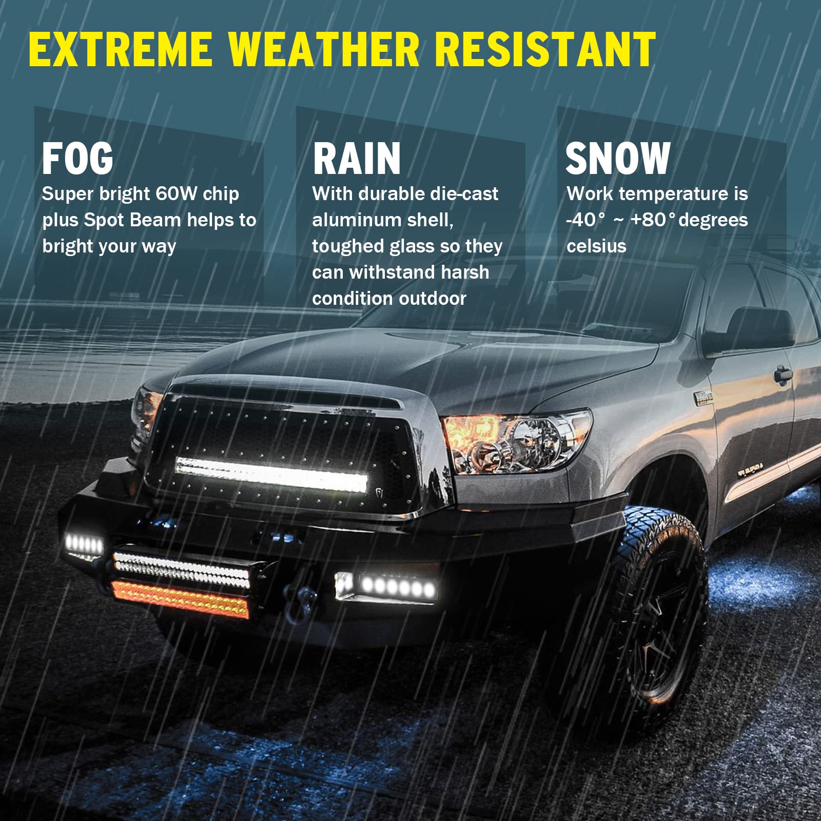 YCHOW-TECH 6 Inch 96W Slim LED Light Bar (2Pcs) - Single Row Spot Flood Combo LED Pods for Offroad Trucks, SUV, ATV & UTV | Waterproof Fog Lights, Driving Lights & Work Lights for Roof, Bumper & Off-Road Adventures