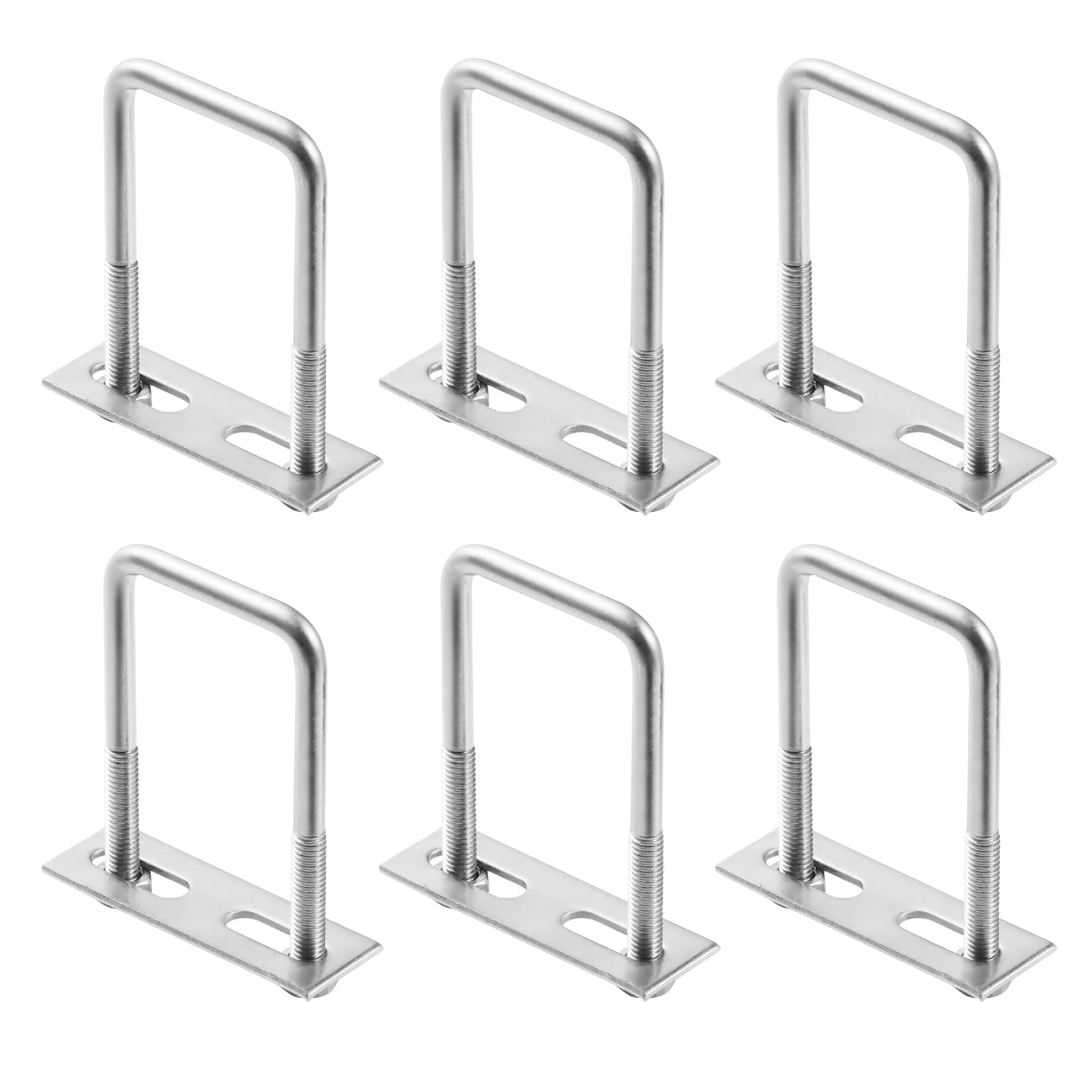 Polifish 6 Pack M6 x 35 x 70mm 304 Stainless Steel Square U-Bolts with Nuts & Washers - Heavy Duty Tie Down U Clamps for Auto, Trailer, Boat, RV, and Marine Applications - Rustproof Fasteners for Secure Cargo Transport