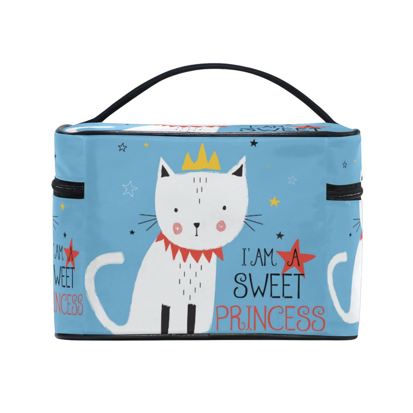Cute Sweet Princess Cat Cosmetic Bag Organizer - Zippered Makeup Pouch & Toiletry Case for Women & Girls | Perfect for Travel, Gym, and Daily Essentials Storage