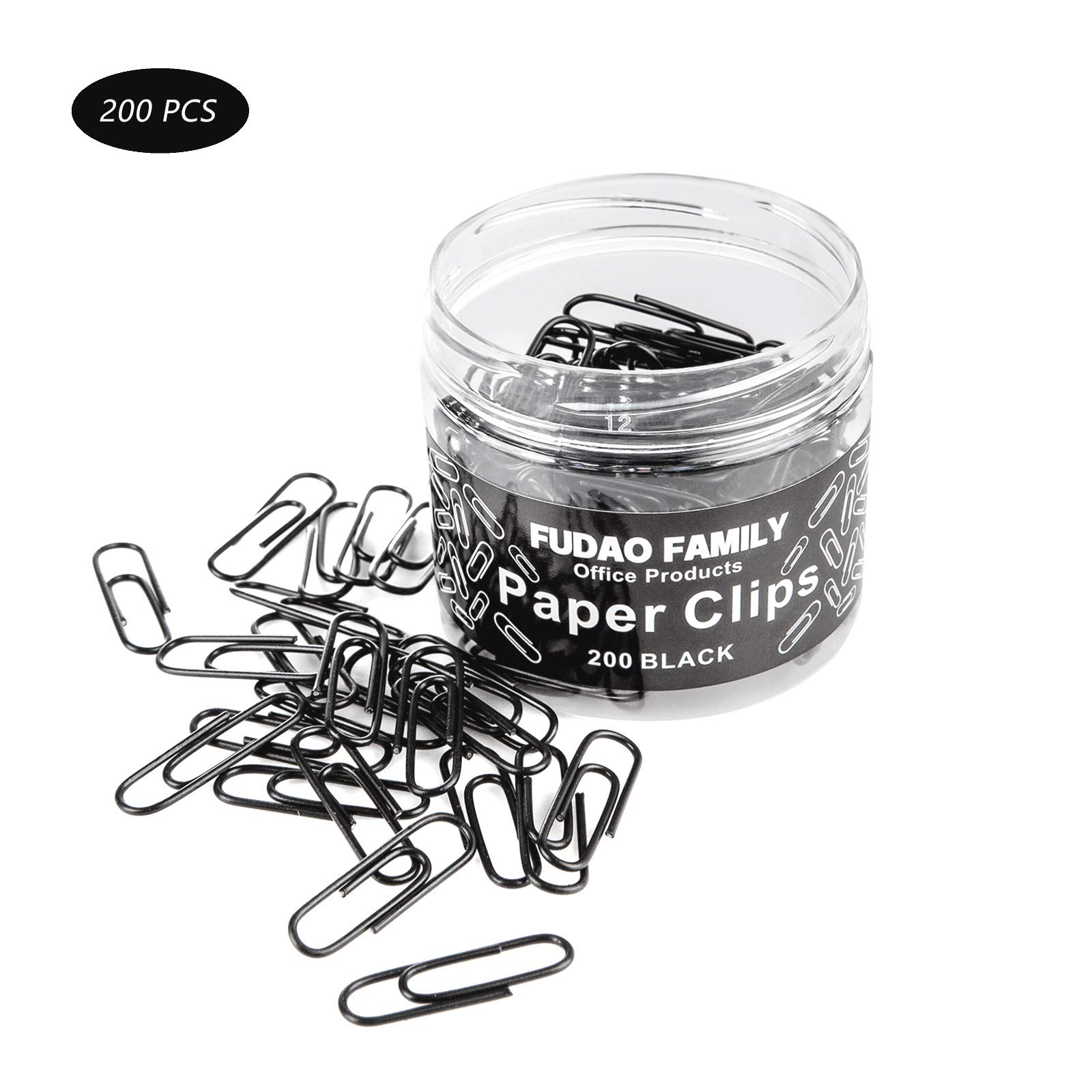 Small Black Paper Clips 1.1 Inch - 200 Pack Bulk Office Supplies for Organizing Documents, Files & School Papers
