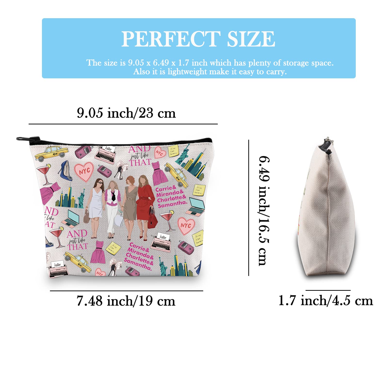 Sex and the City TV Series Inspired Zipper Travel Pouch - Perfect Gift for Carrie, Miranda, Charlotte & Samantha Fans | Great for Cosmetics, Jewelry & Travel Essentials