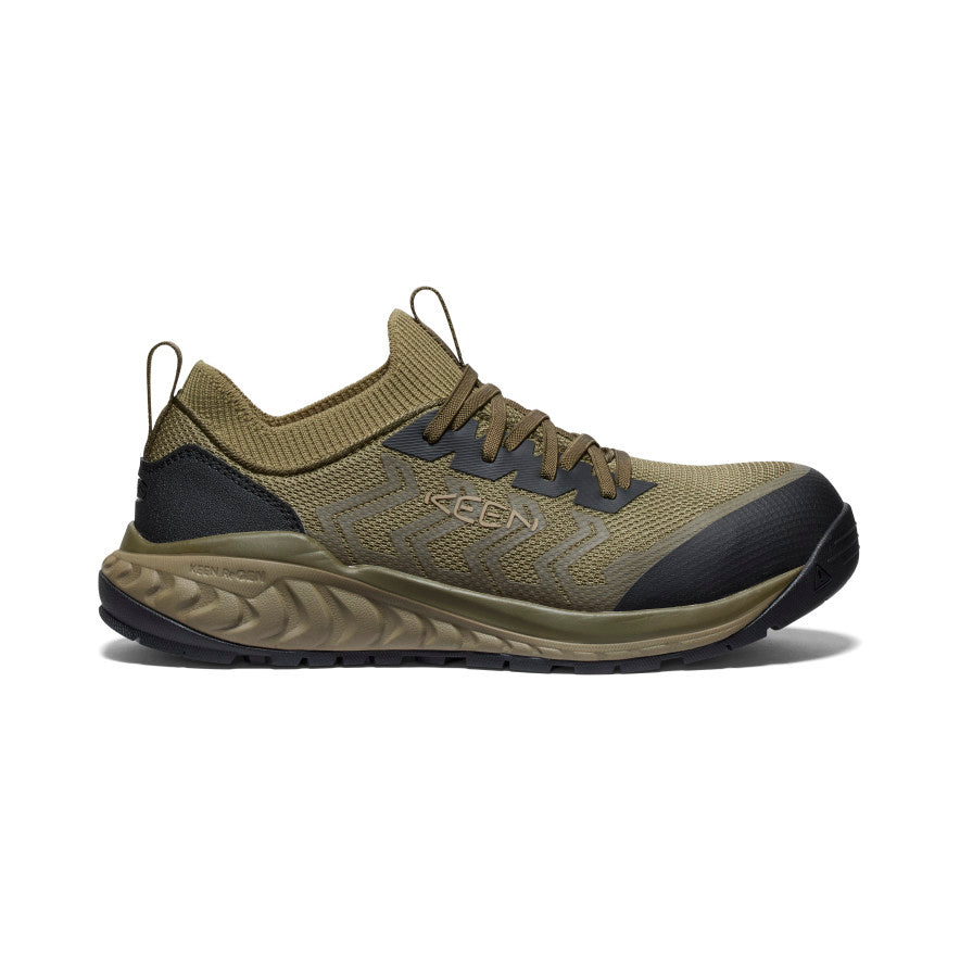 Men's Arvada Shift Work Sneaker - Carbon Toe Safety Shoes for Construction & Warehouse | Martini Olive/Black | Slip-Resistant & Comfortable for Long Shifts