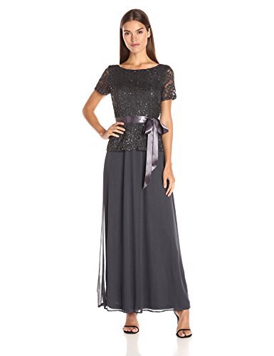 Elegant ONYX Nite Women's Long Evening Gown with Lace Bodice, Draped Back & Mesh Skirt - Perfect for Prom, Wedding Guest & Formal Events