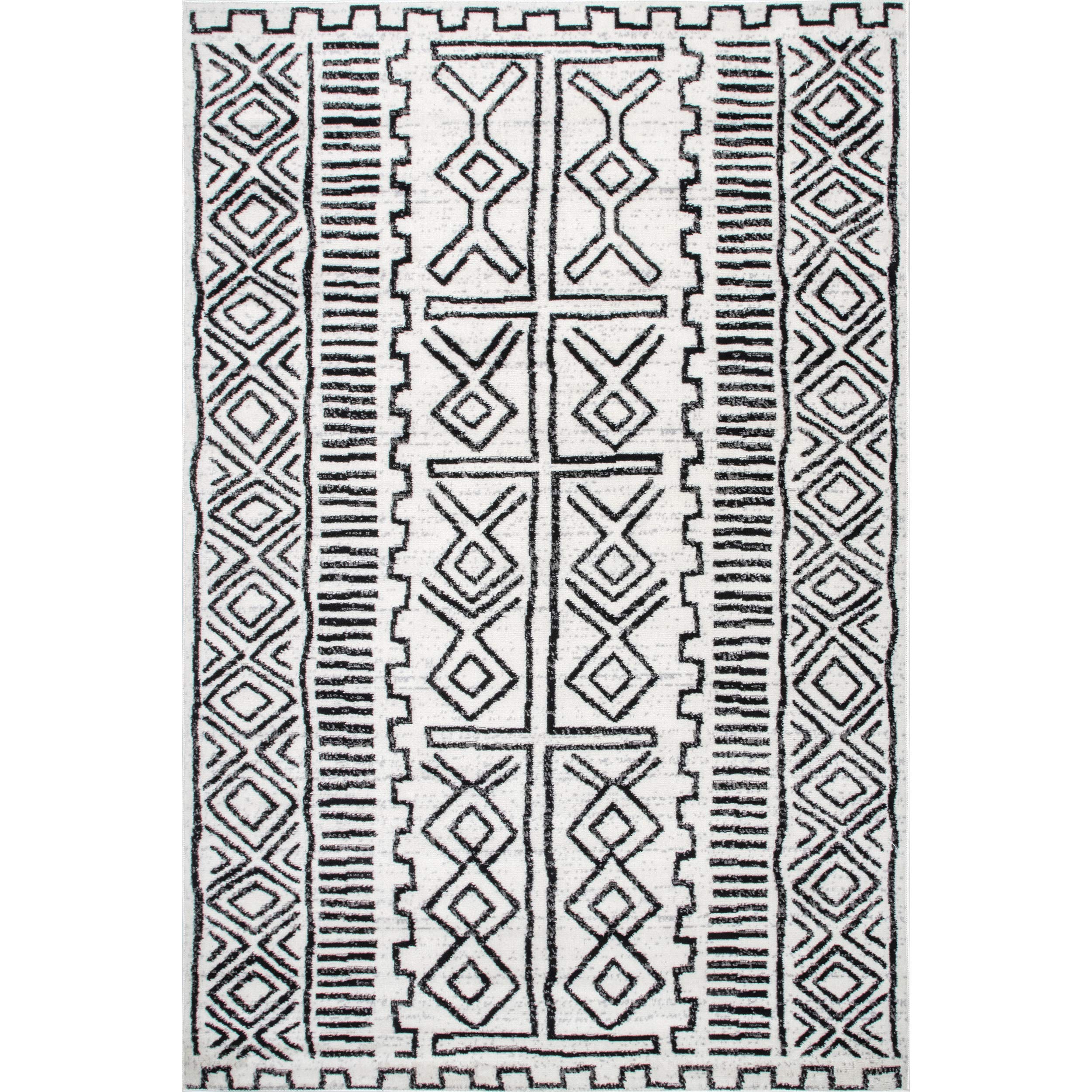 nuLOOM Alisa Tribal Area Rug 4x6 Feet, Grey - Boho Chic Living Room, Bedroom & Office Decor