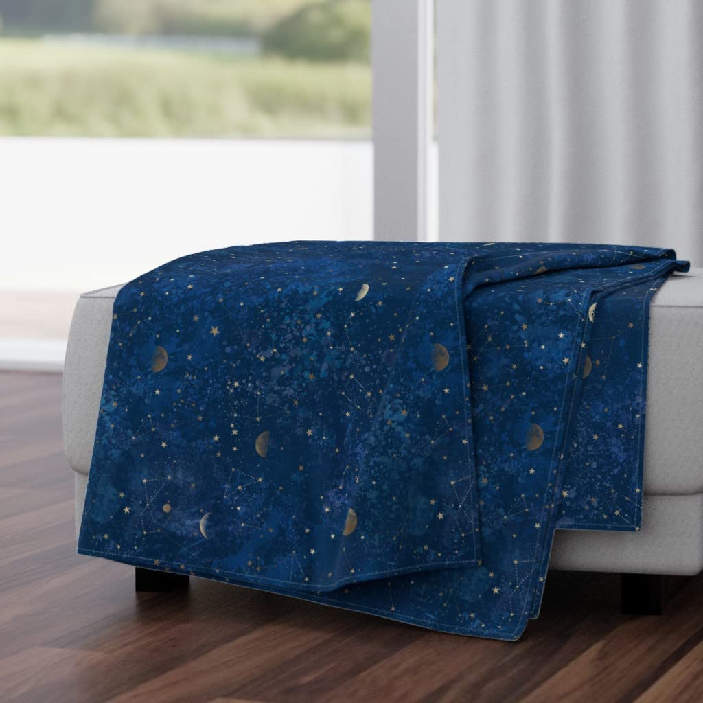 Luxe Velvet Throw Blanket 50x70 Inches - Moon & Stars Constellation Galaxy Print Soft Cozy Blanket for Bed, Couch, Sofa & Home Decor