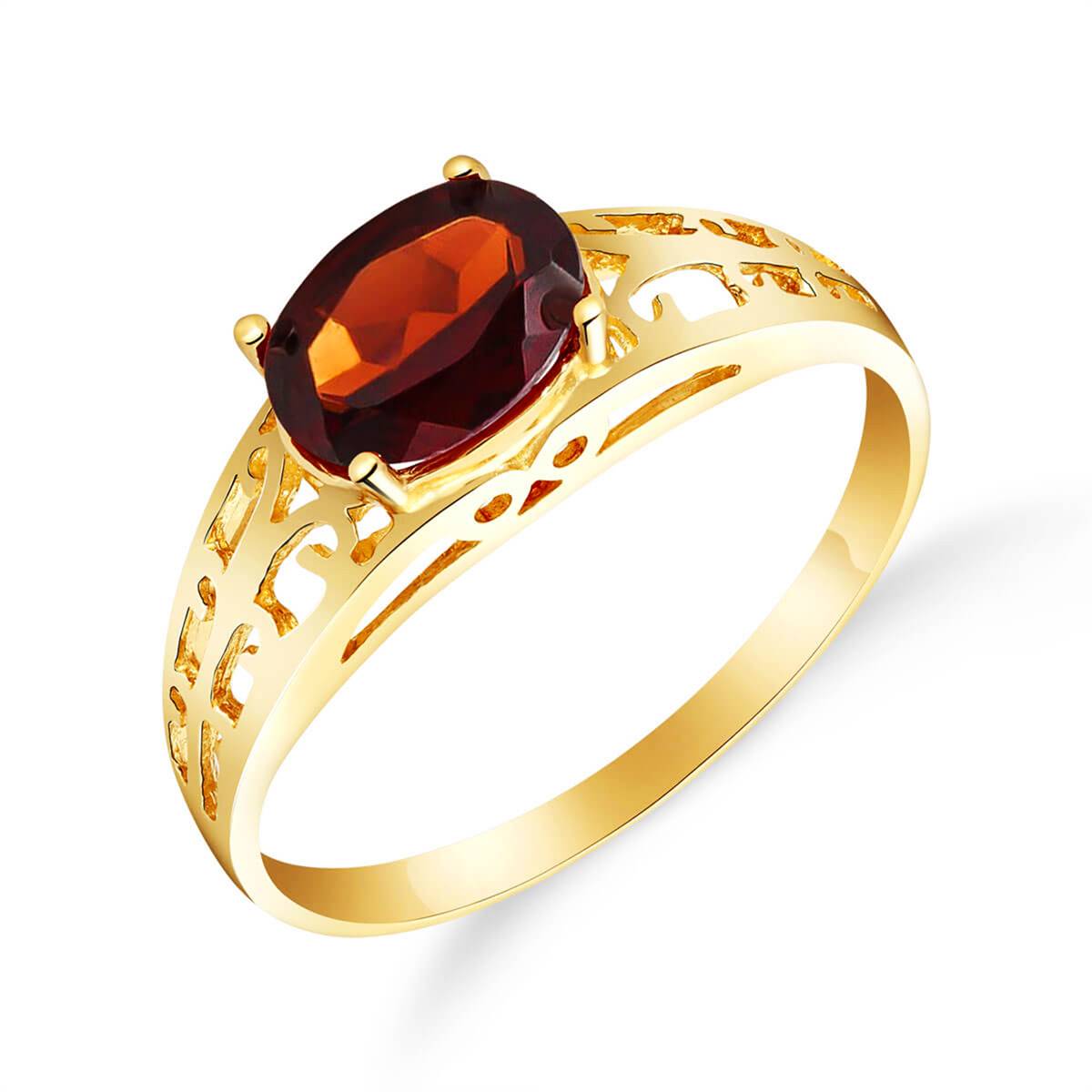 1.15 Carat 14K Solid Yellow Gold Filigree Ring with Natural Garnet Stone - Elegant Vintage Jewelry for Women, Perfect for Weddings, Anniversaries & Special Occasions