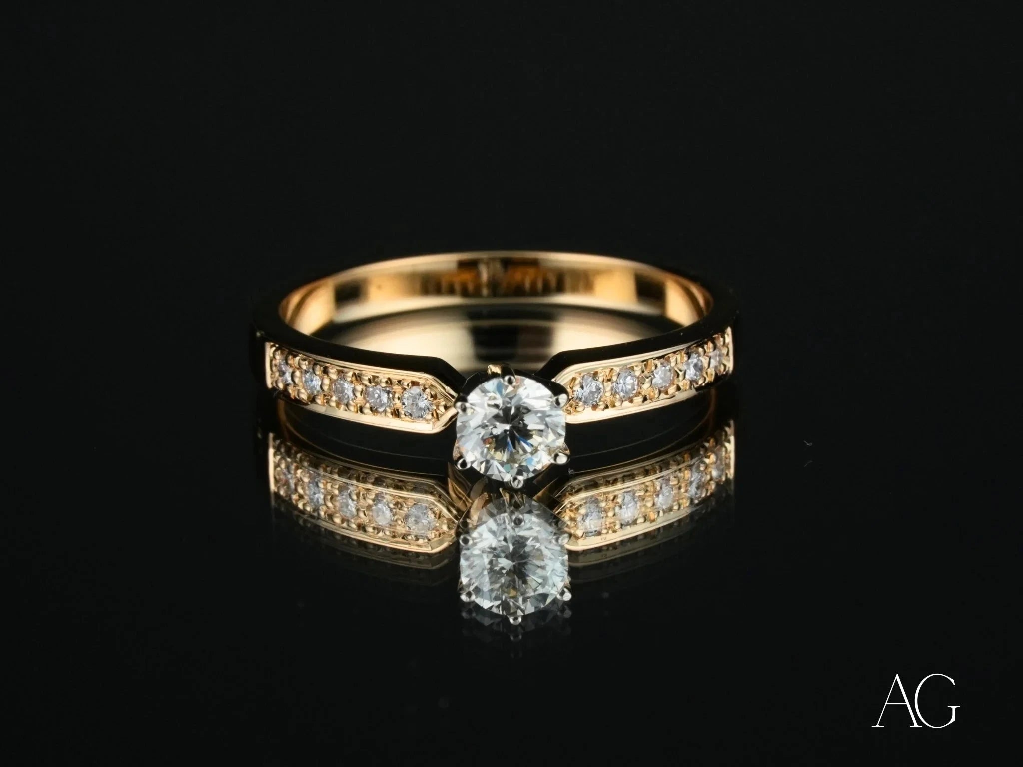 Golden Promise Engagement Ring - 14K Solid Gold Wedding Band for Women, Classic & Elegant Bridal Jewelry - Perfect for Proposals, Anniversaries & Special Occasions