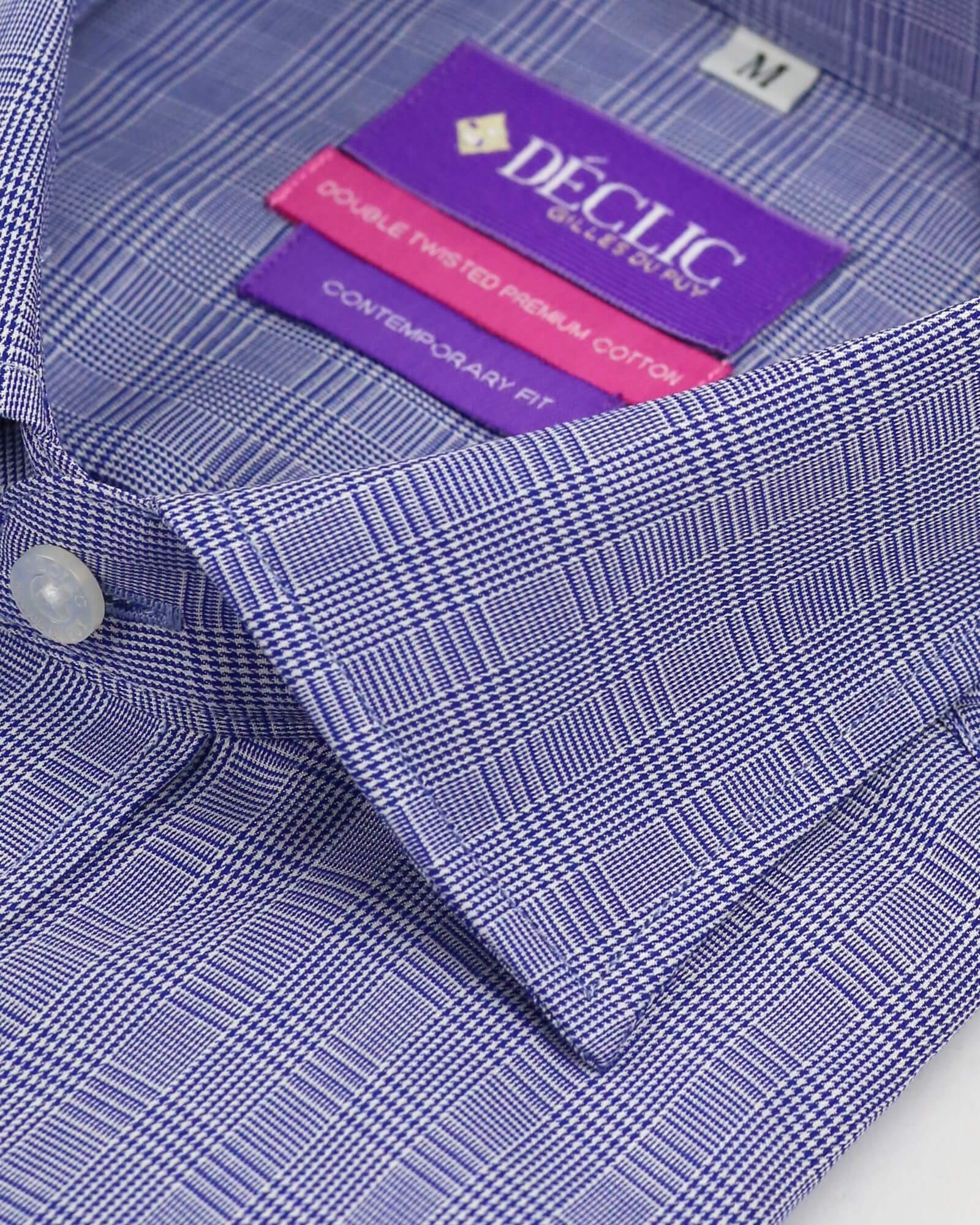 DÉCLIC Tilbury Check Shirt for Men - Classic Navy Plaid Casual Button Down Shirt - Perfect for Office, Date Night & Weekend Outings