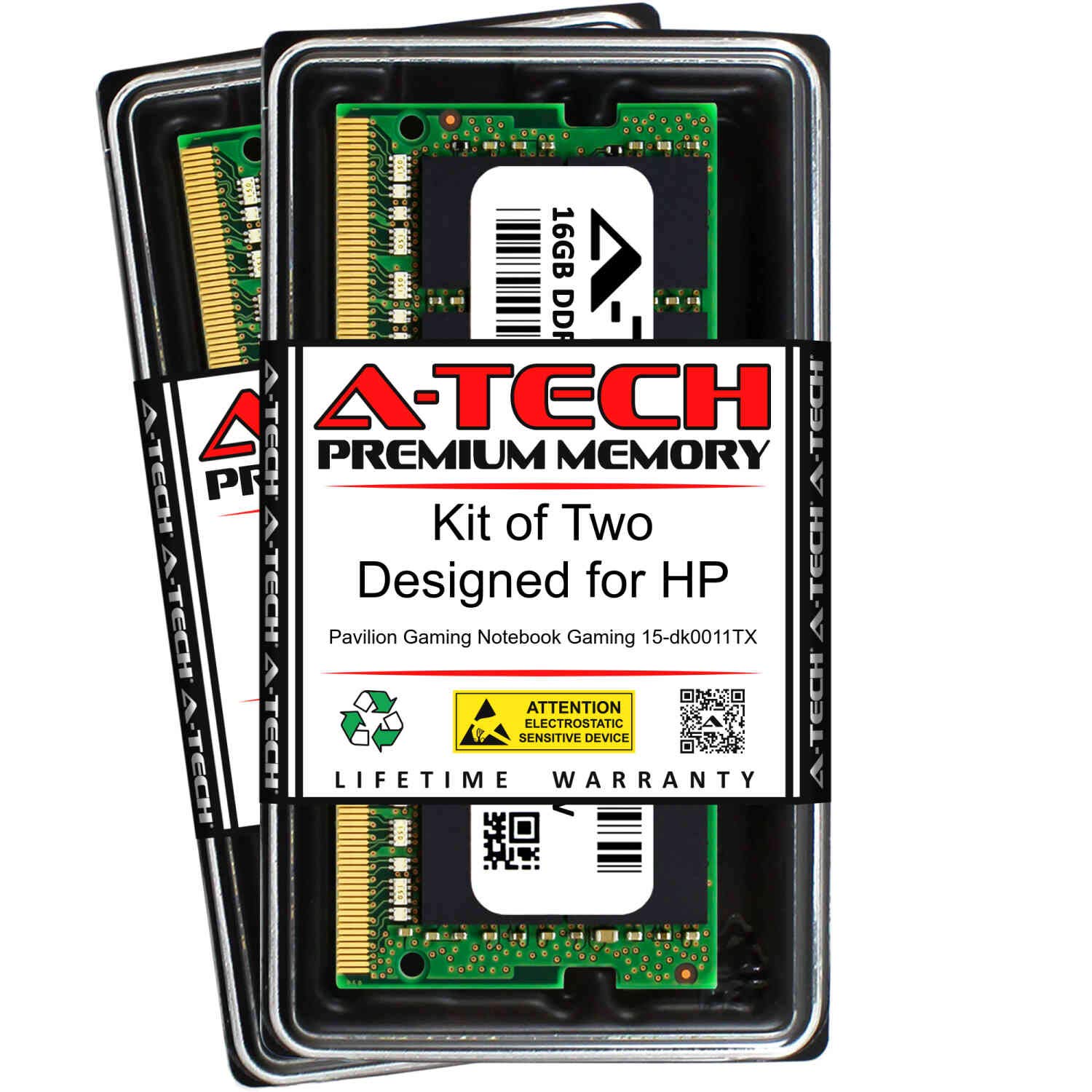 A-Tech 32GB (2 x 16GB) DDR4 2666MHz SODIMM RAM Memory Upgrade Kit for HP Pavilion Gaming 15-DK0011TX Laptop | PC4-21300 260-Pin Non-ECC | Boost Gaming & Multitasking Performance