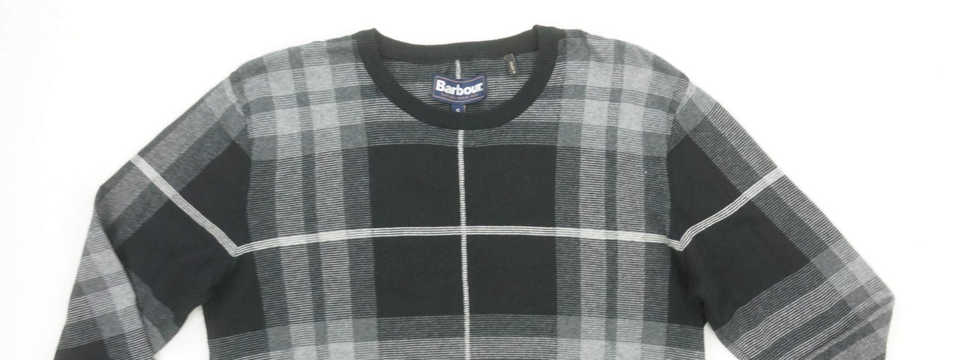 Barbour Men's Plaid Pullover Sweater - Grey Small | Classic Winter Knitwear for Casual & Outdoor Activities