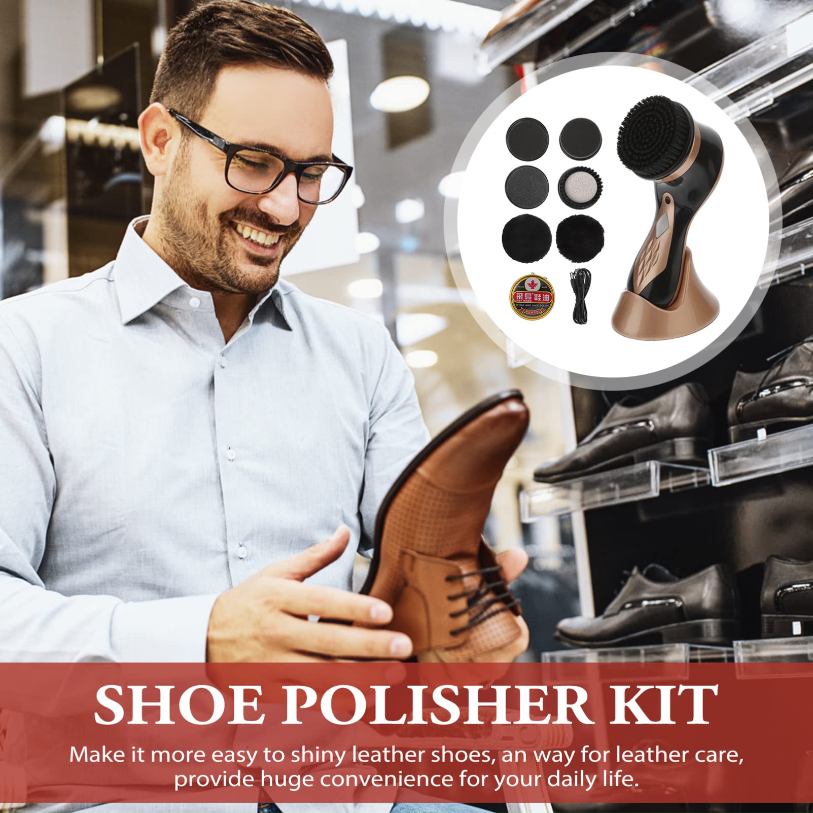 Electric Shoe Polisher & Shine Brush for Leather Shoes - Perfect for Home, Office, and Travel Shoe Care