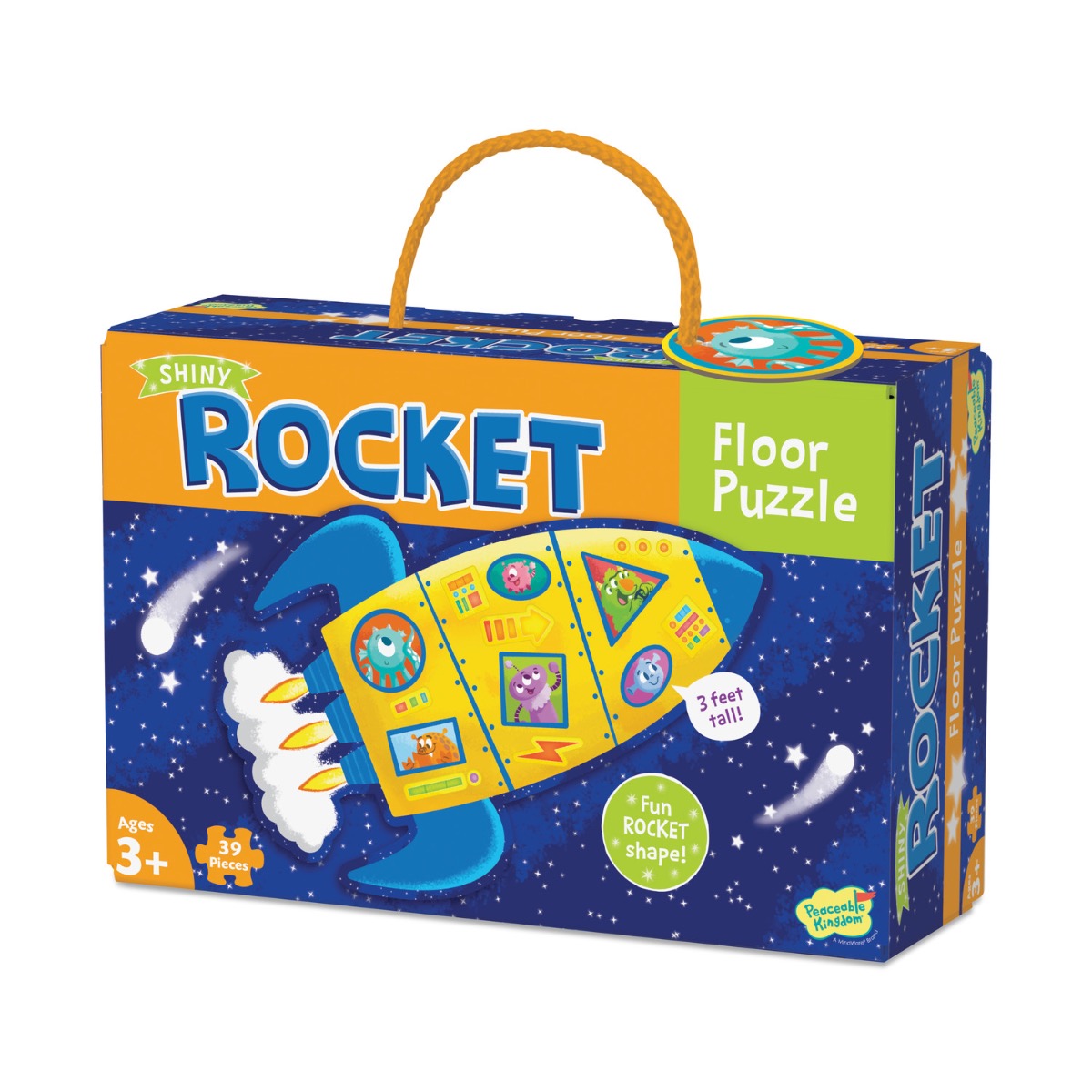Peaceable Kingdom Shiny Rocket Floor Puzzle for Kids – Fun & Educational Space-Themed Puzzle for Playrooms & Classrooms