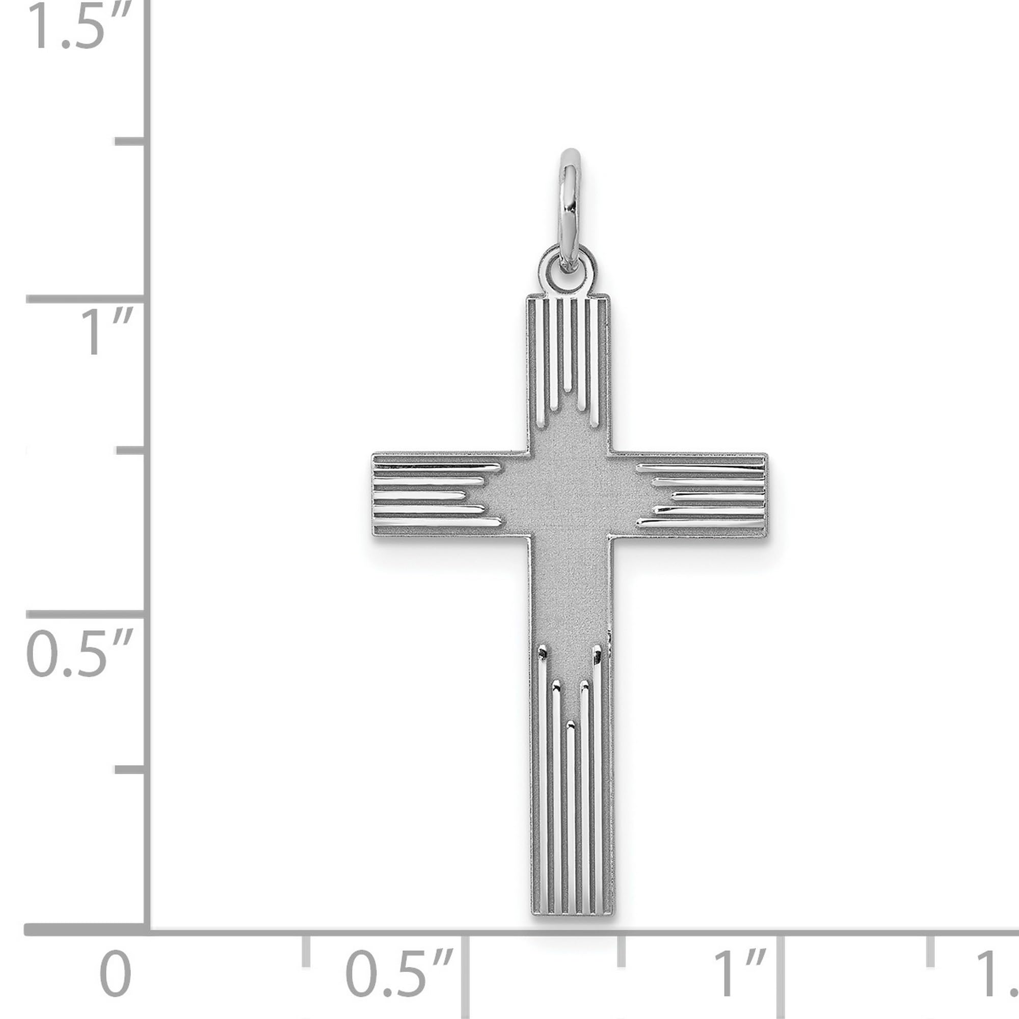 925 Sterling Silver Laser Engraved Cross Pendant Necklace - 25mm x 16mm Religious Jewelry for Women & Men - Perfect for Baptism, Confirmation & Everyday Faith Inspiration