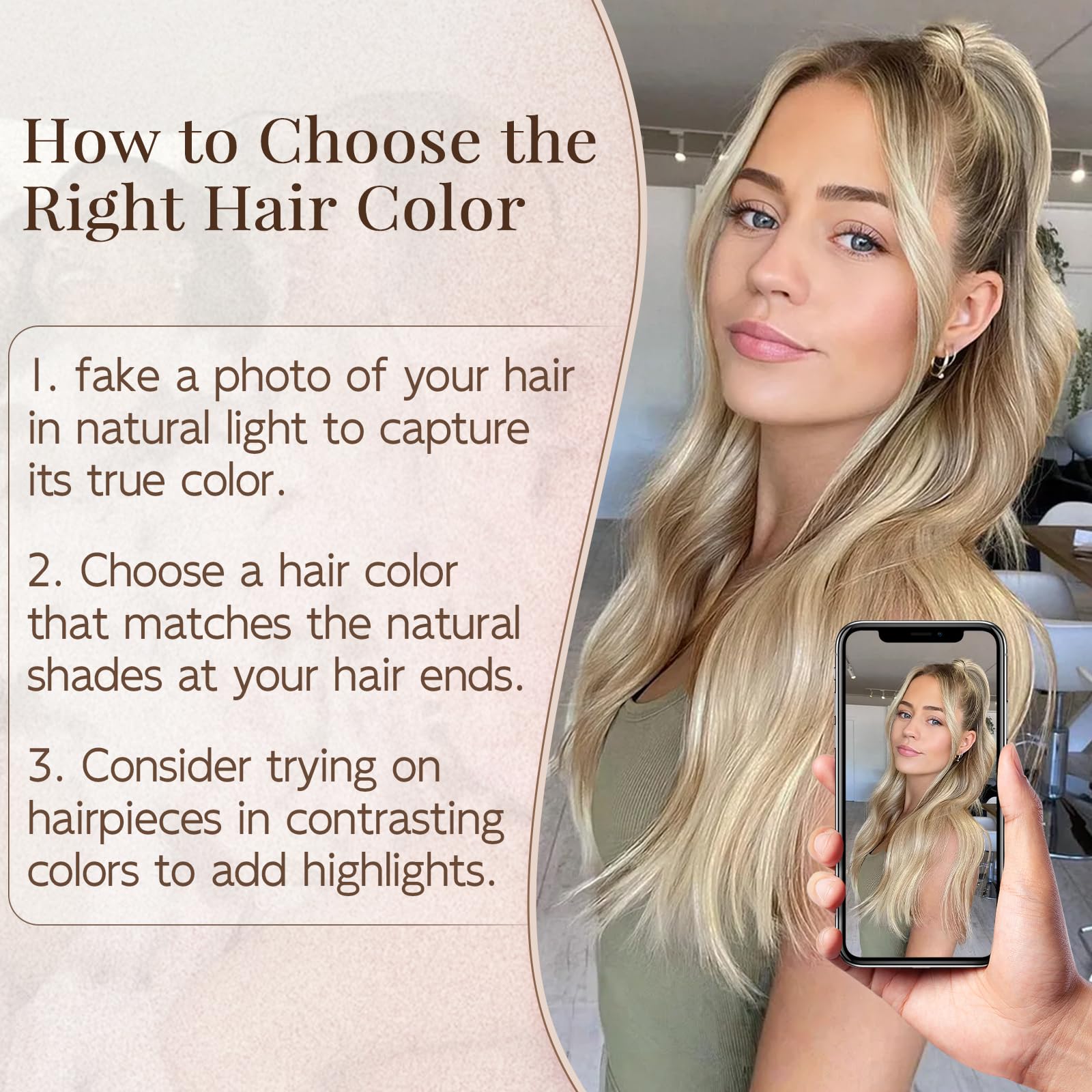 RECOOL 22 Inch Clip-In Ponytail Hair Extensions - Light Blonde to Bleach Blonde Remy Human Hair - Wrap Around Ponytail Extension for Women - Long Straight Natural Look - Perfect for Parties, Weddings & Everyday Styling