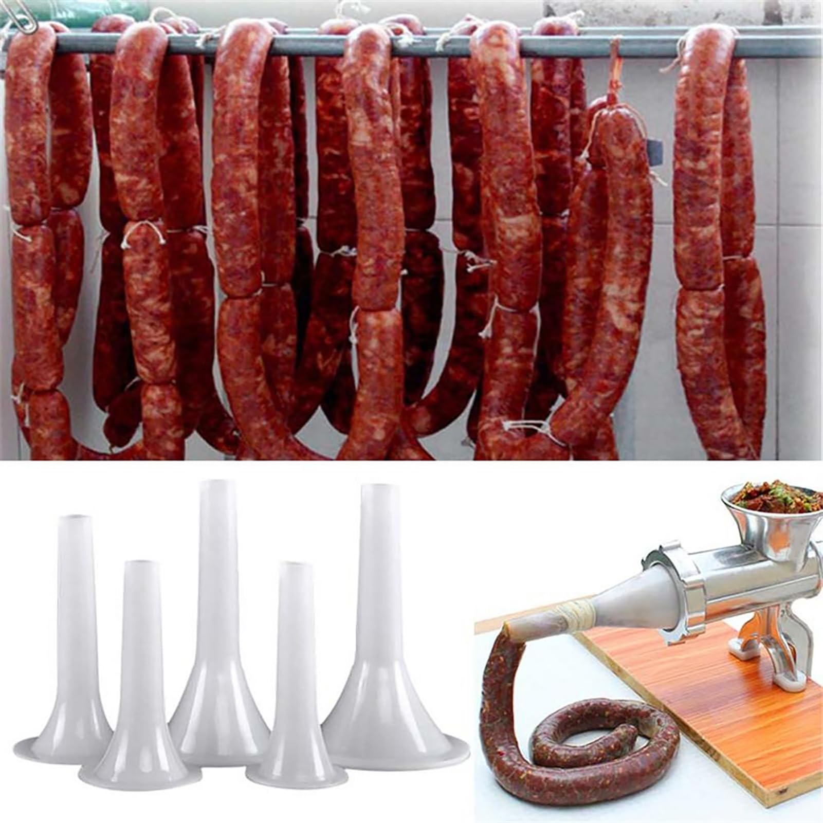 Premium Stainless Steel Sausage Stuffer Tubes - 32# Food Grade Non-Stick Sausage Filling Funnel for Meat Grinders | Perfect for Home Kitchen, Butcher Shops & Sausage Making Accessories