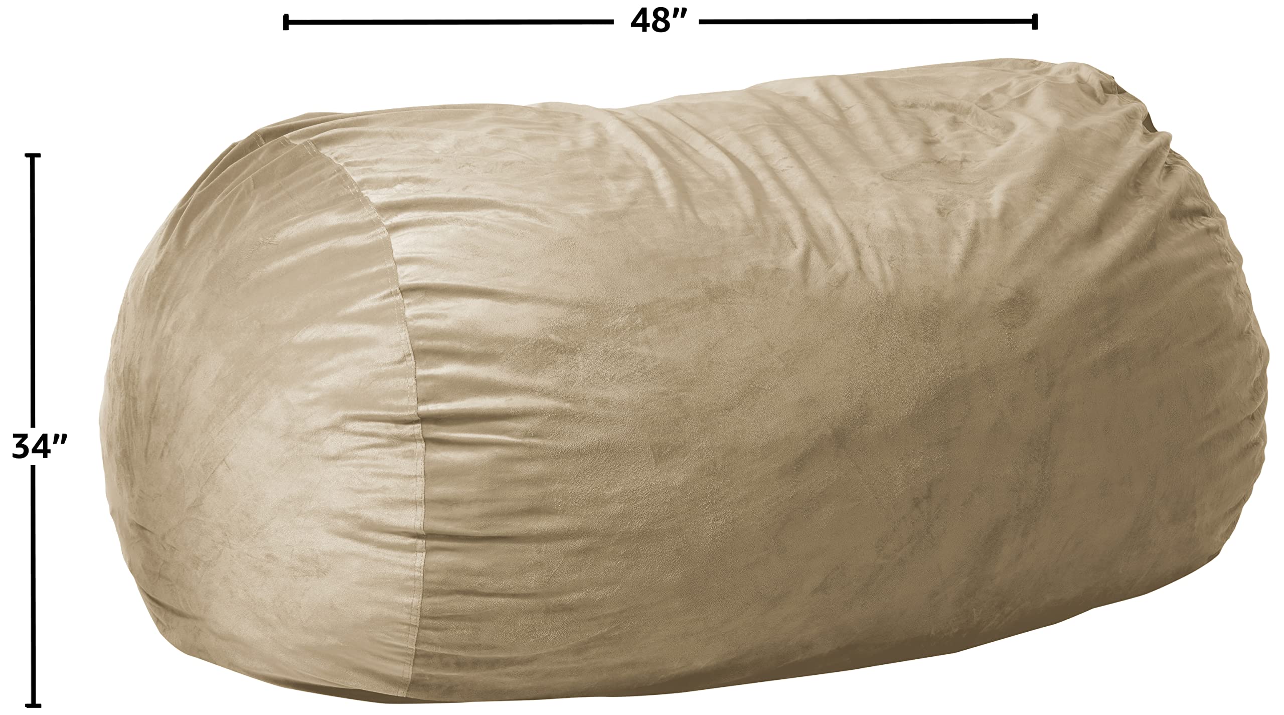 6-Foot Microsuede Bean Bag Chair Cover in Camel Color - Soft & Durable Chill Sack Replacement - Perfect for Living Room, Game Room, or Dorm Relaxation